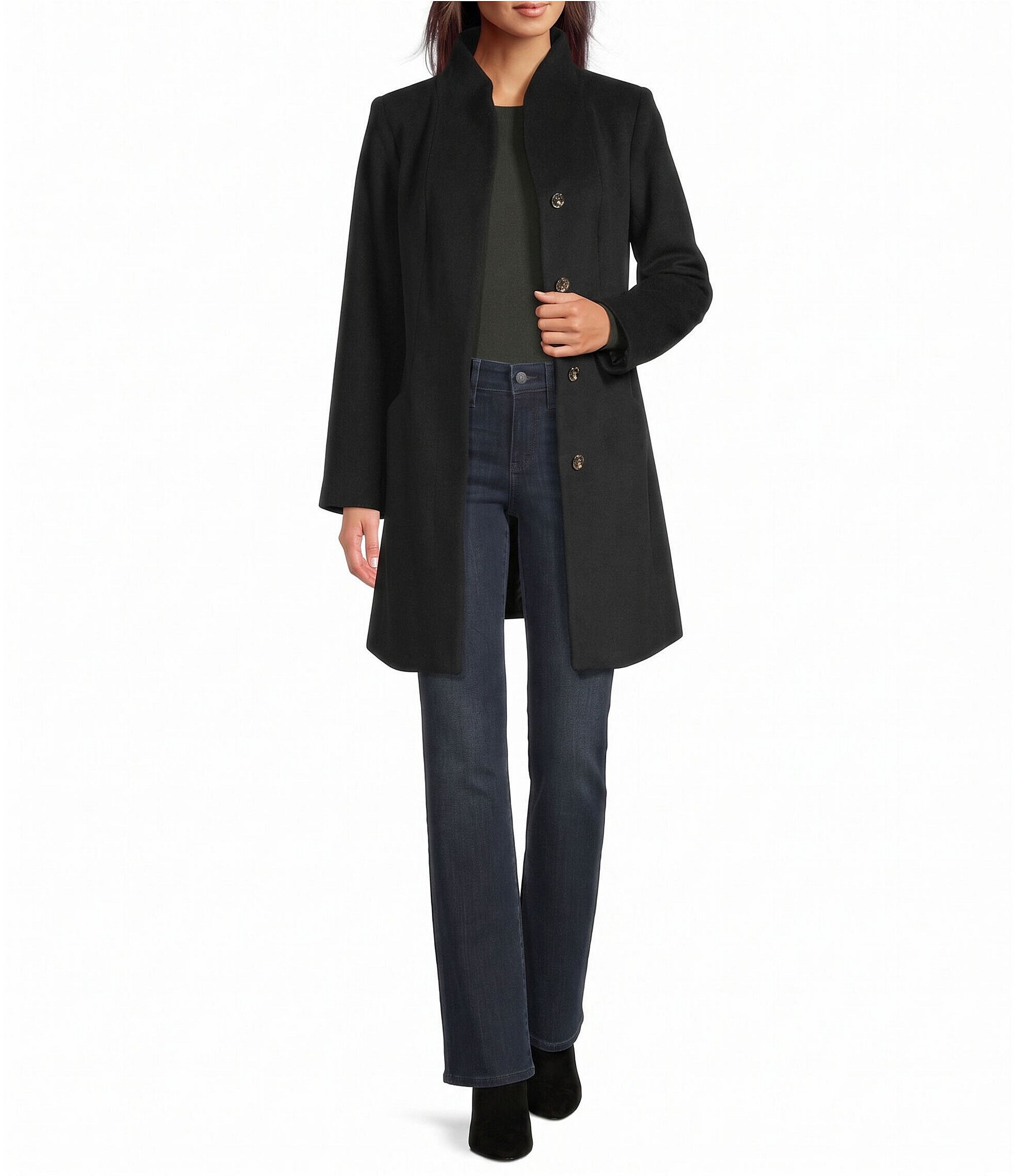MICHAEL Michael Kors Wool Blend Tulip Collar Button Front Single Breasted Coat