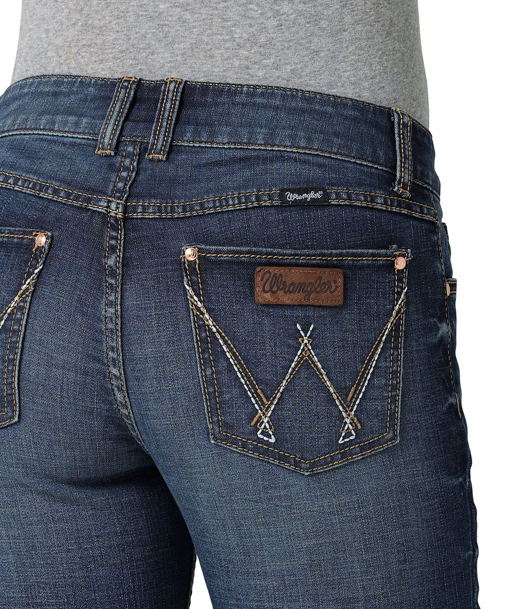 Wrangler® Mid Rise #double;W#double; Stitch Back Pocket Bootcut Jeans