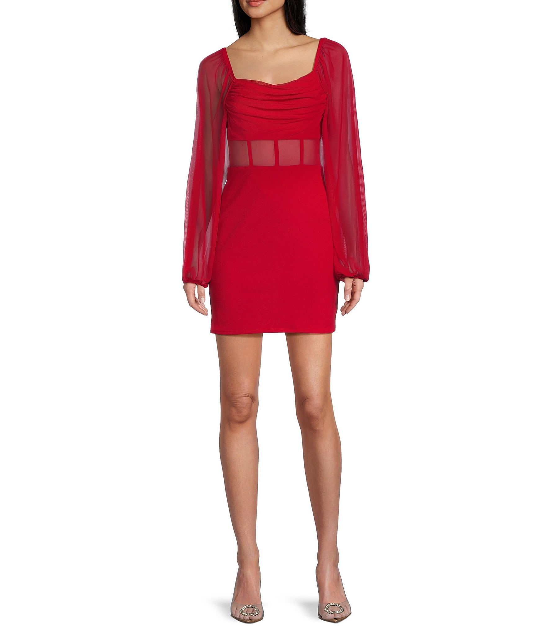 Dillards long 2024 red dress