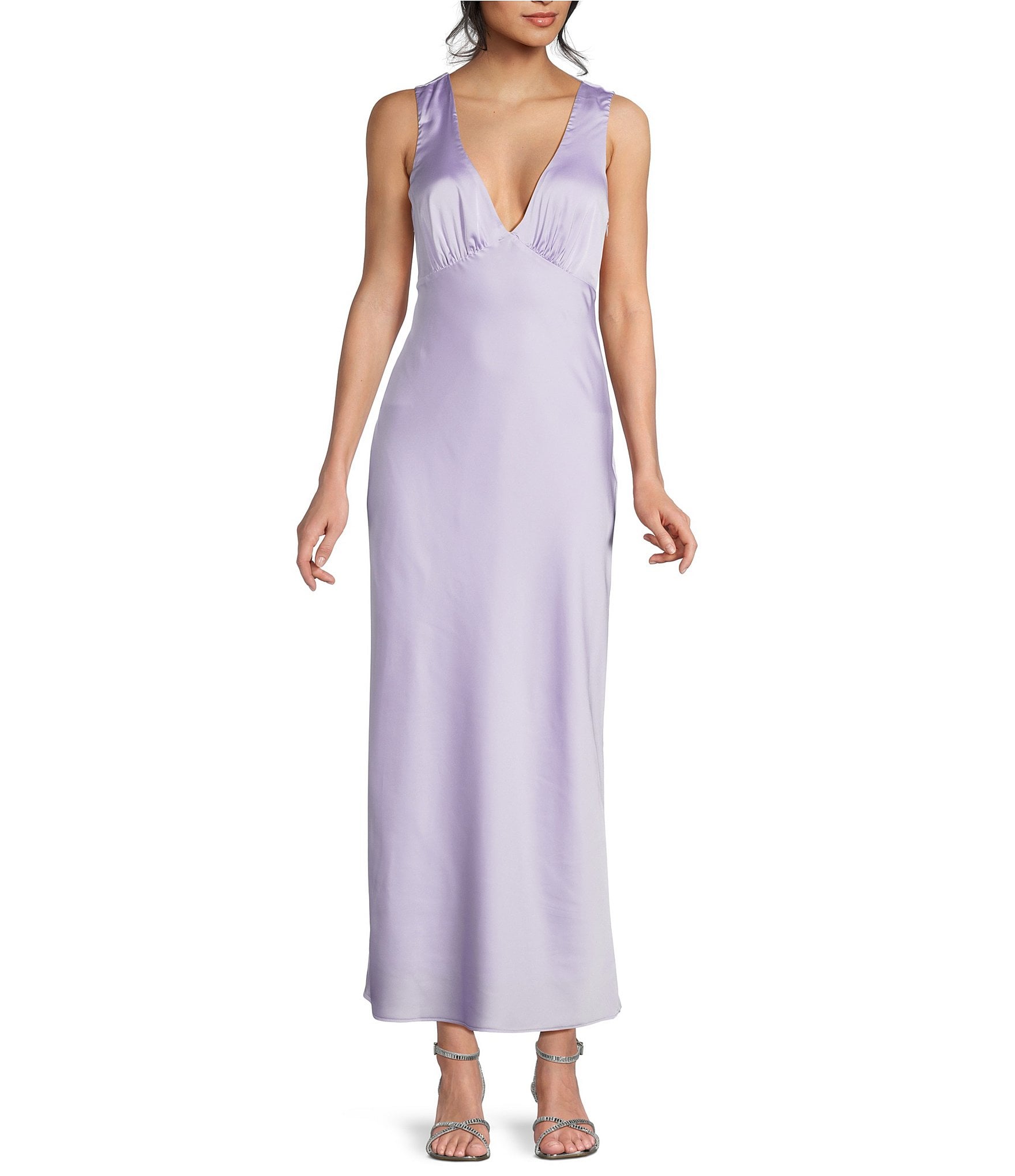 purple empire waist dress Efsteb Maxi Dresses for Women plus size Off-Shoulder 3/4 Sleeve Pleated Casual with Side Slit Lightweight Flowy Summer Vacation era touch Magenta Yarn-Dyed Cotton Deep-V Neck