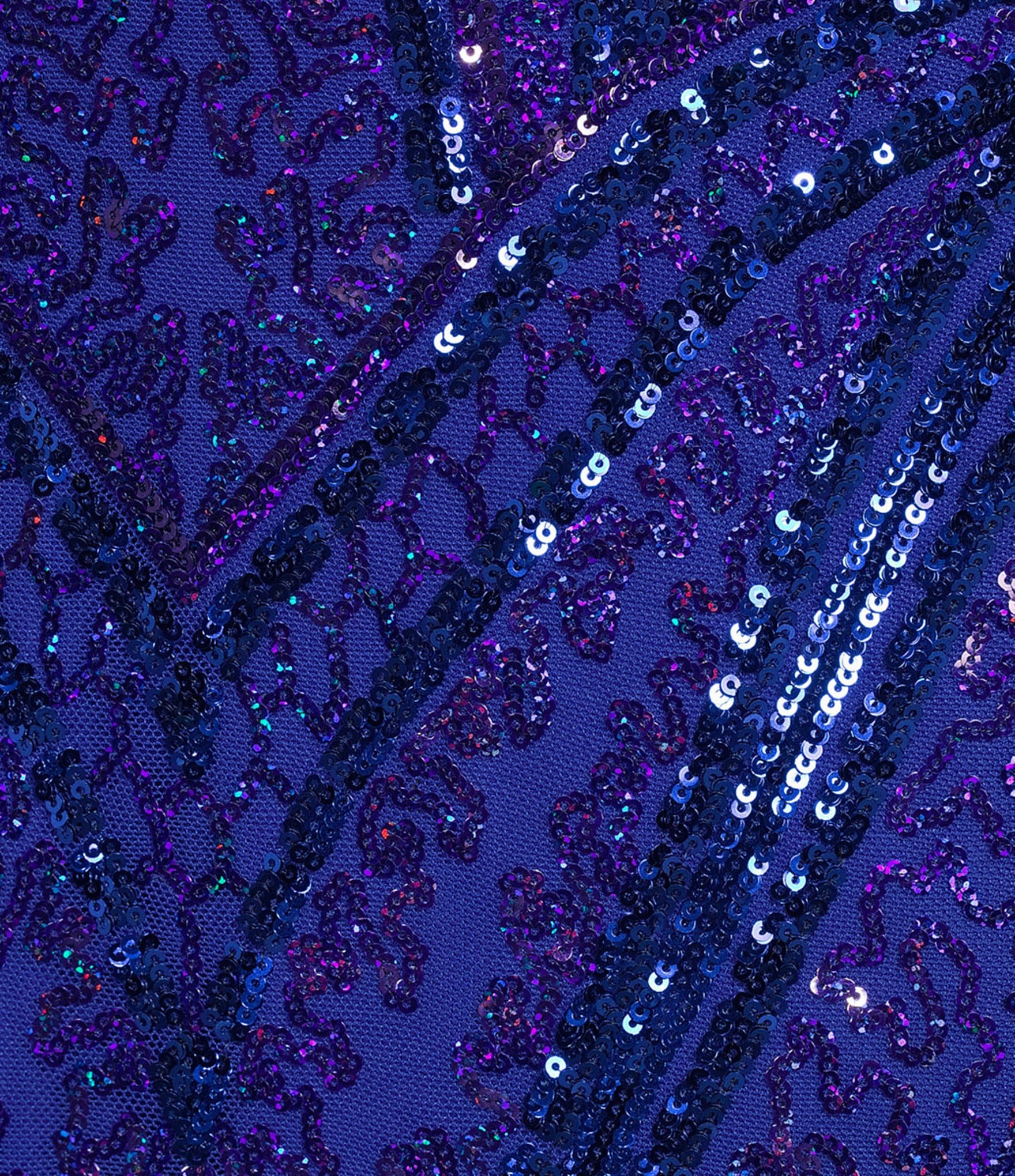 Midnight Doll Patterned Sequin Mesh Long Dress