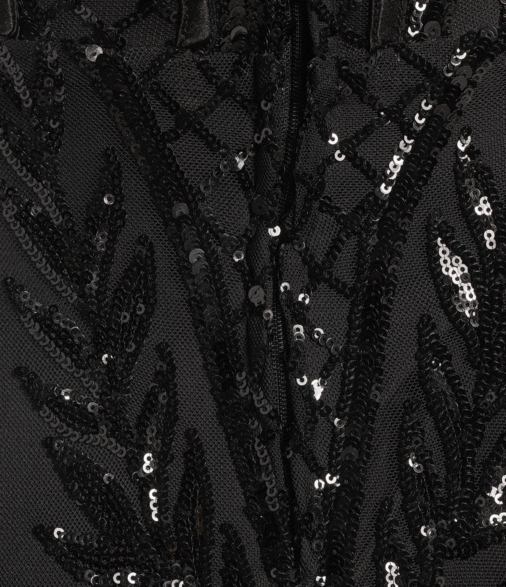 Midnight Doll Sequin Patterned Mesh Halter Neck Side Slit Dress