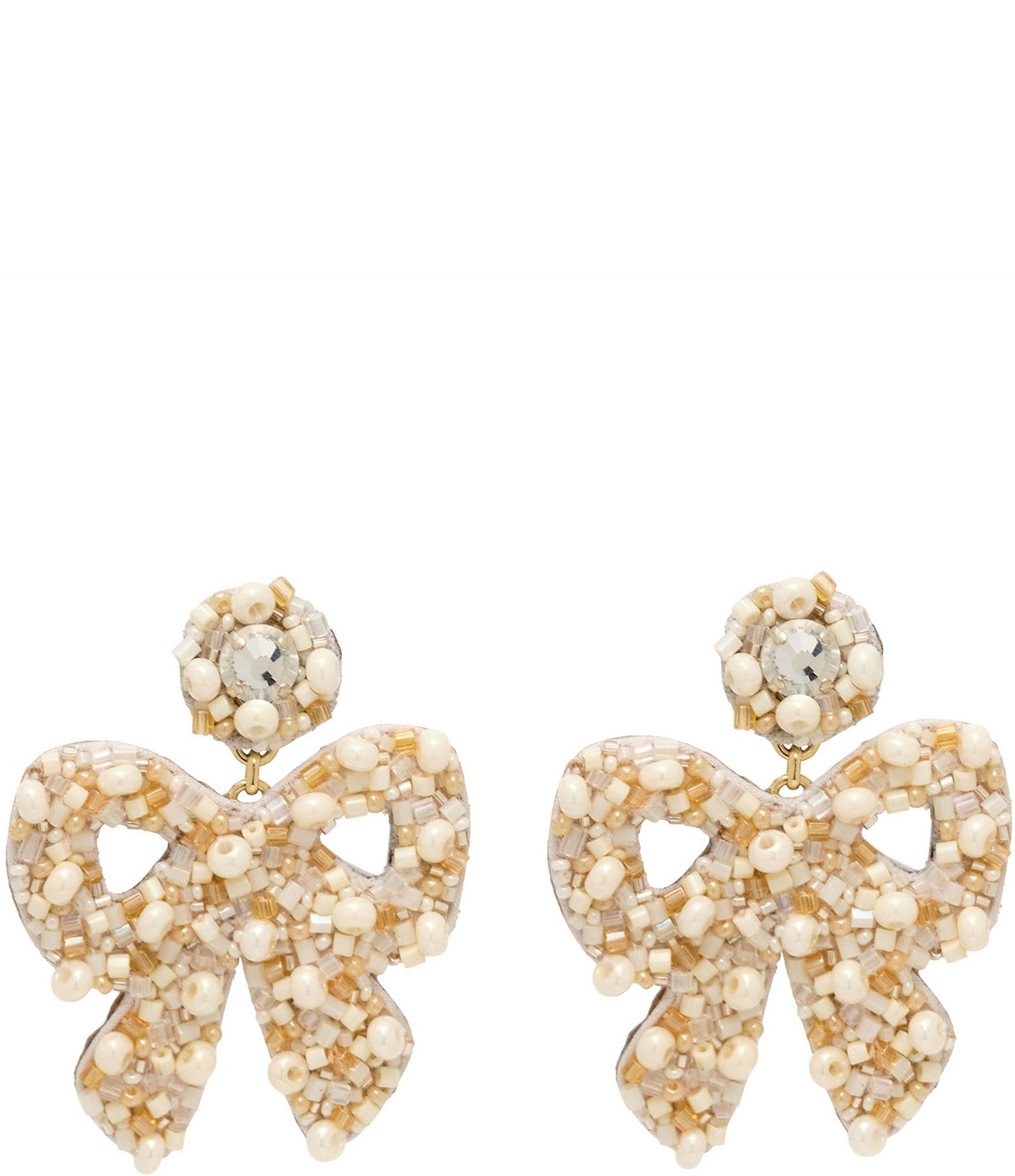 Set Of 3 Rhinestone Pearl Bow Earrings