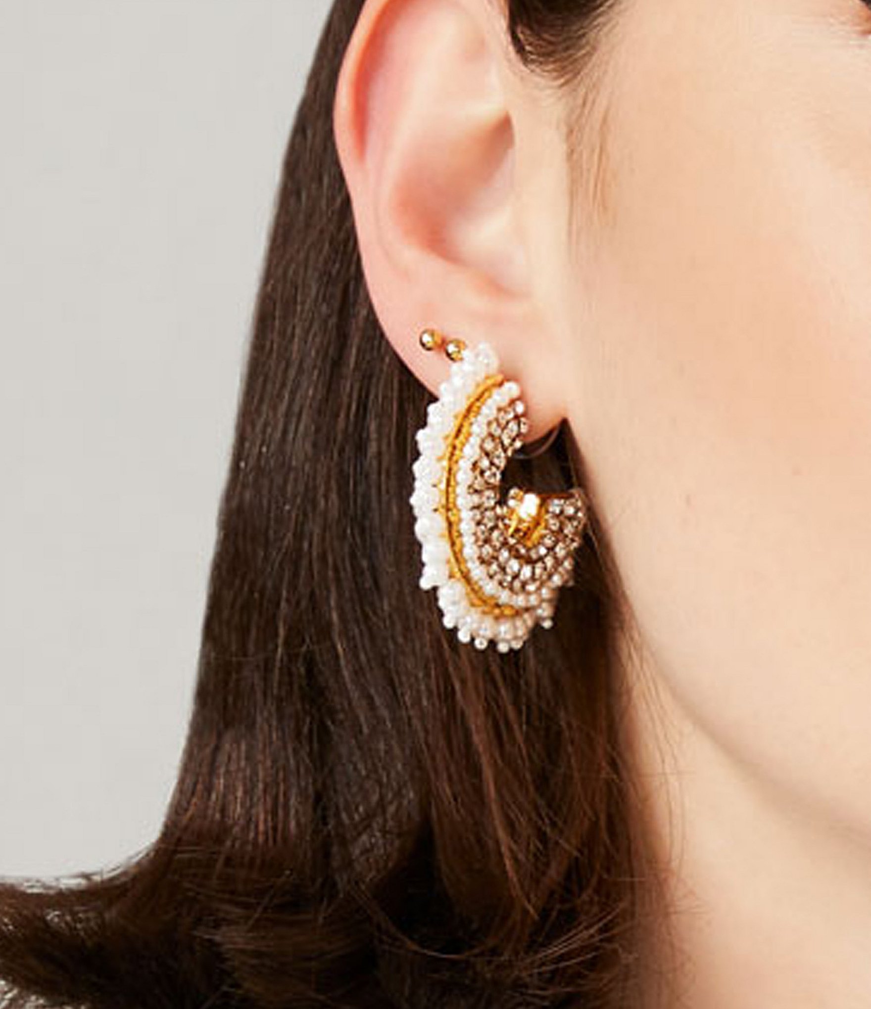 Mignonne Gavigan Mini Fiona Pearl Crystal Hoop Earrings