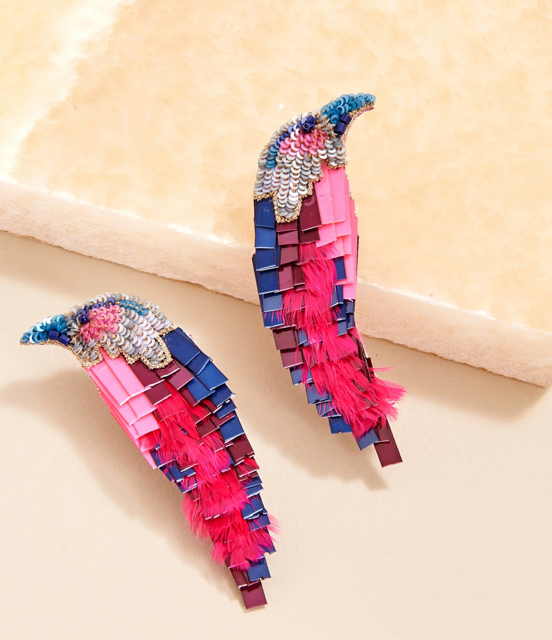 Mignonne Gavigan Sequin Bird Statement Drop Earrings