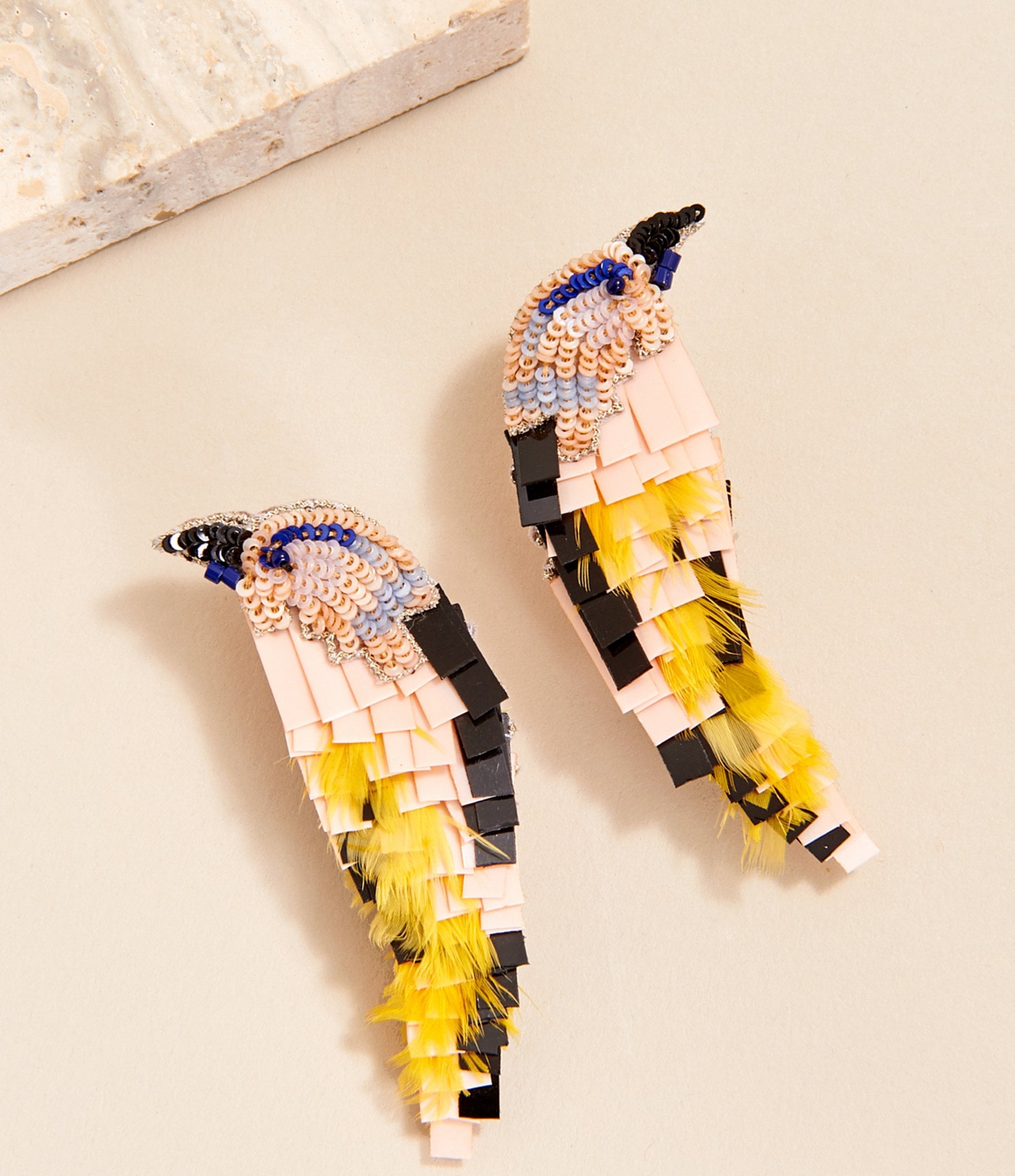 Mignonne Gavigan Sequin Bird Statement Drop Earrings