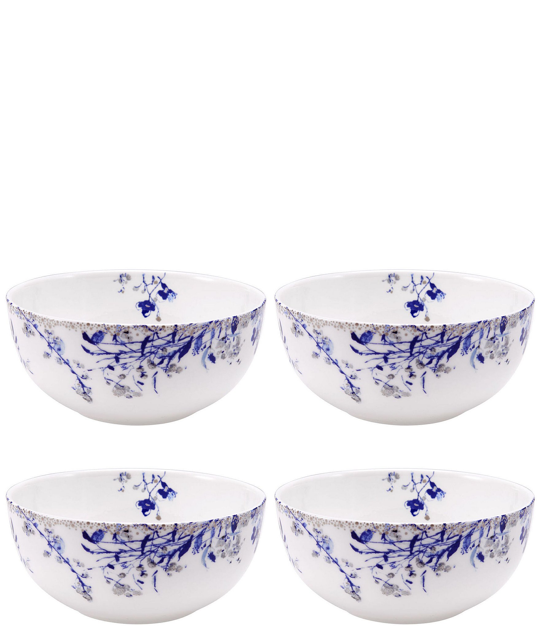 Mikasa Kaia Platinum Chinoiserie All-Purpose Bowls, Set of 4