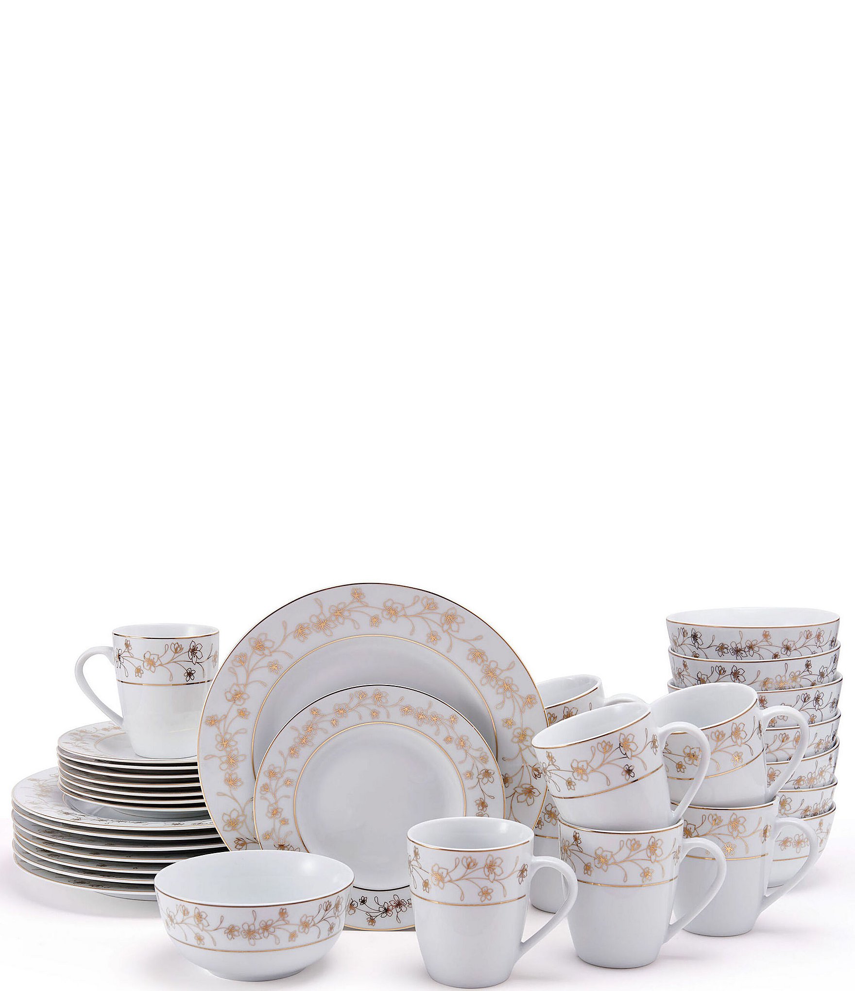 Mikasa Metallic Floral Gold 32-Piece Dinnerware Set