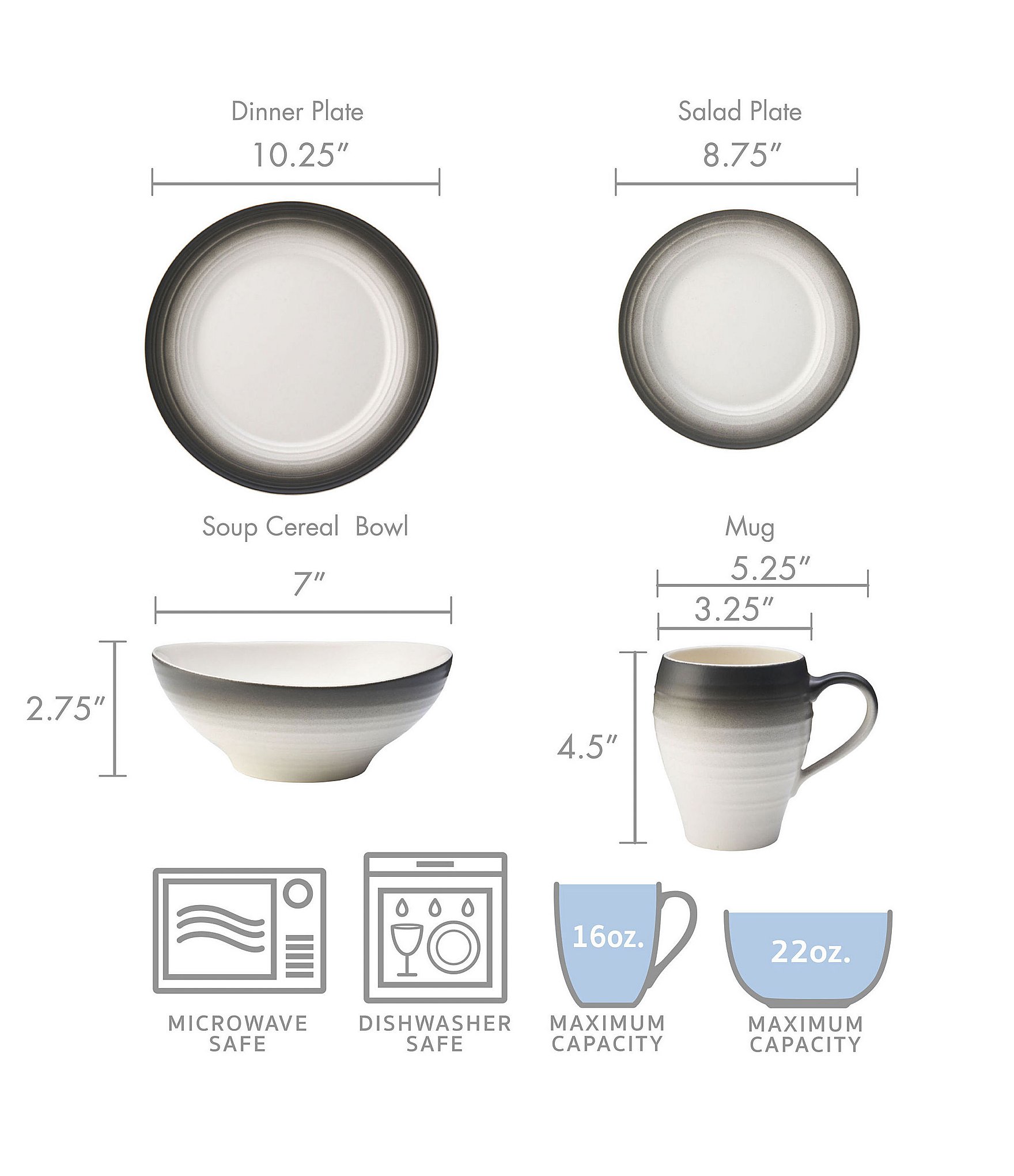 Mikasa Swirl 16-Piece Ombre Dinnerware Set