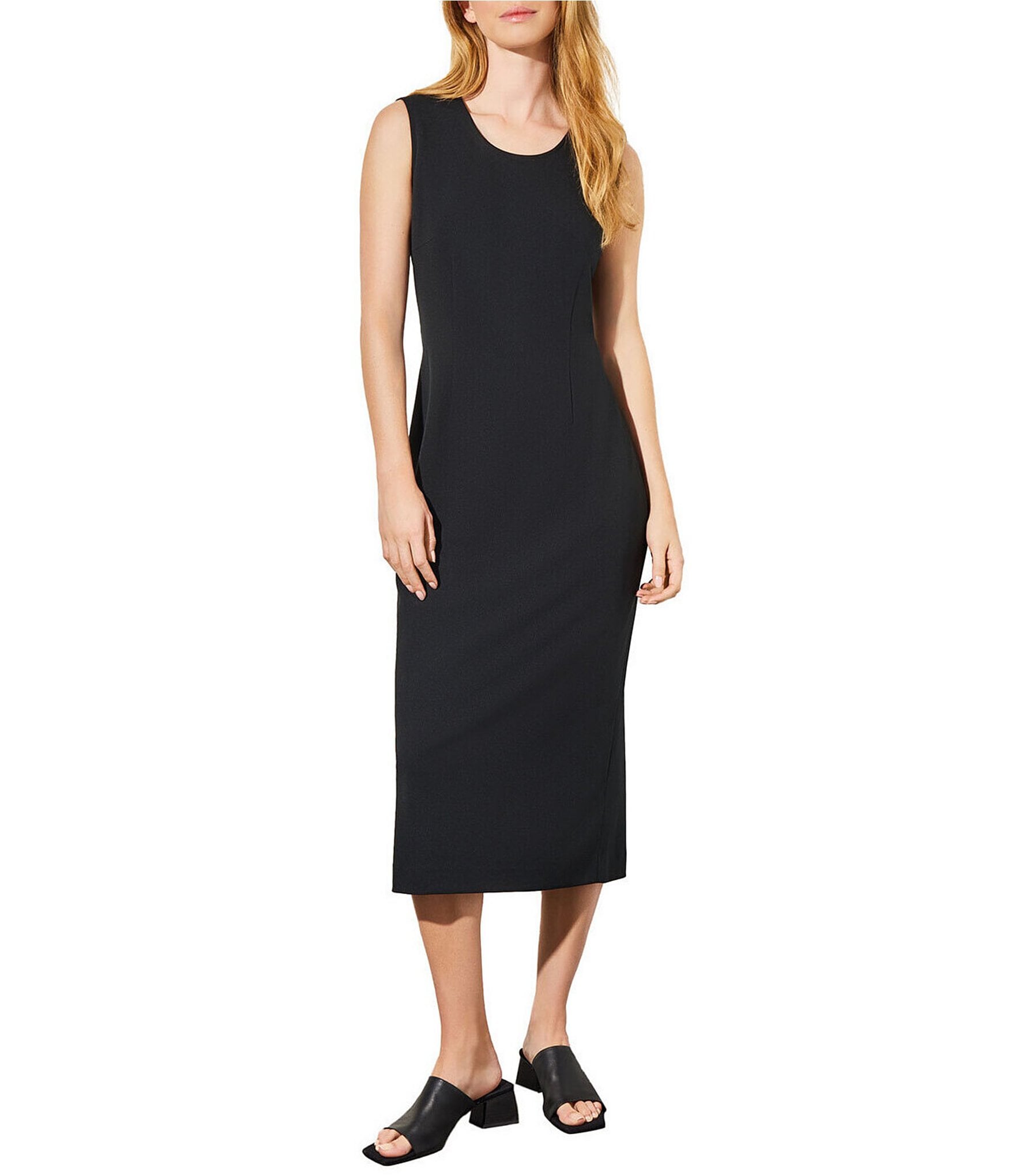 Ming Wang Basic Sleeveless Scoop Neck Side Slit Midi Dress | Dillard's