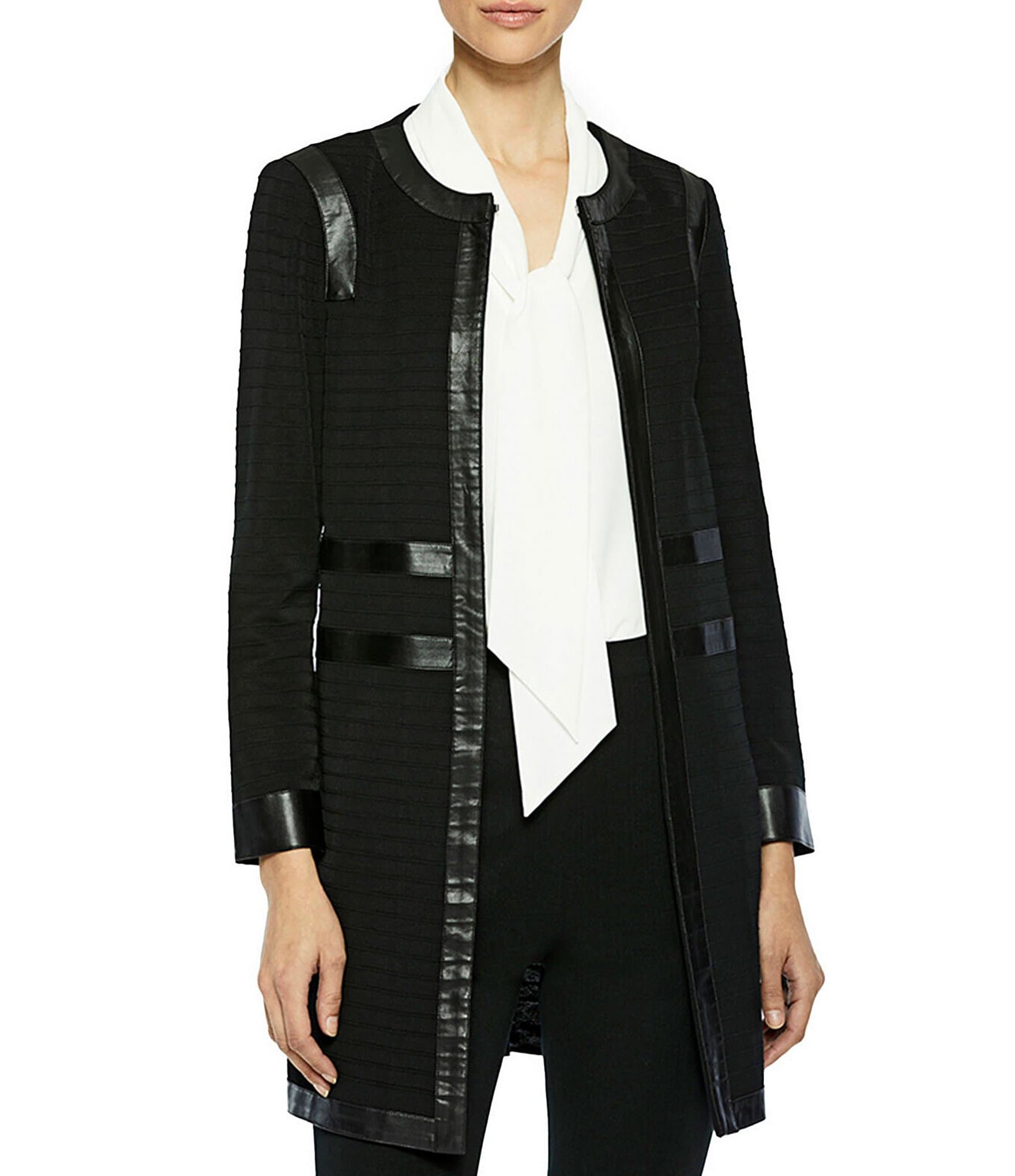 Ming Wang Textured Knit Statement Jacket | Dillard's