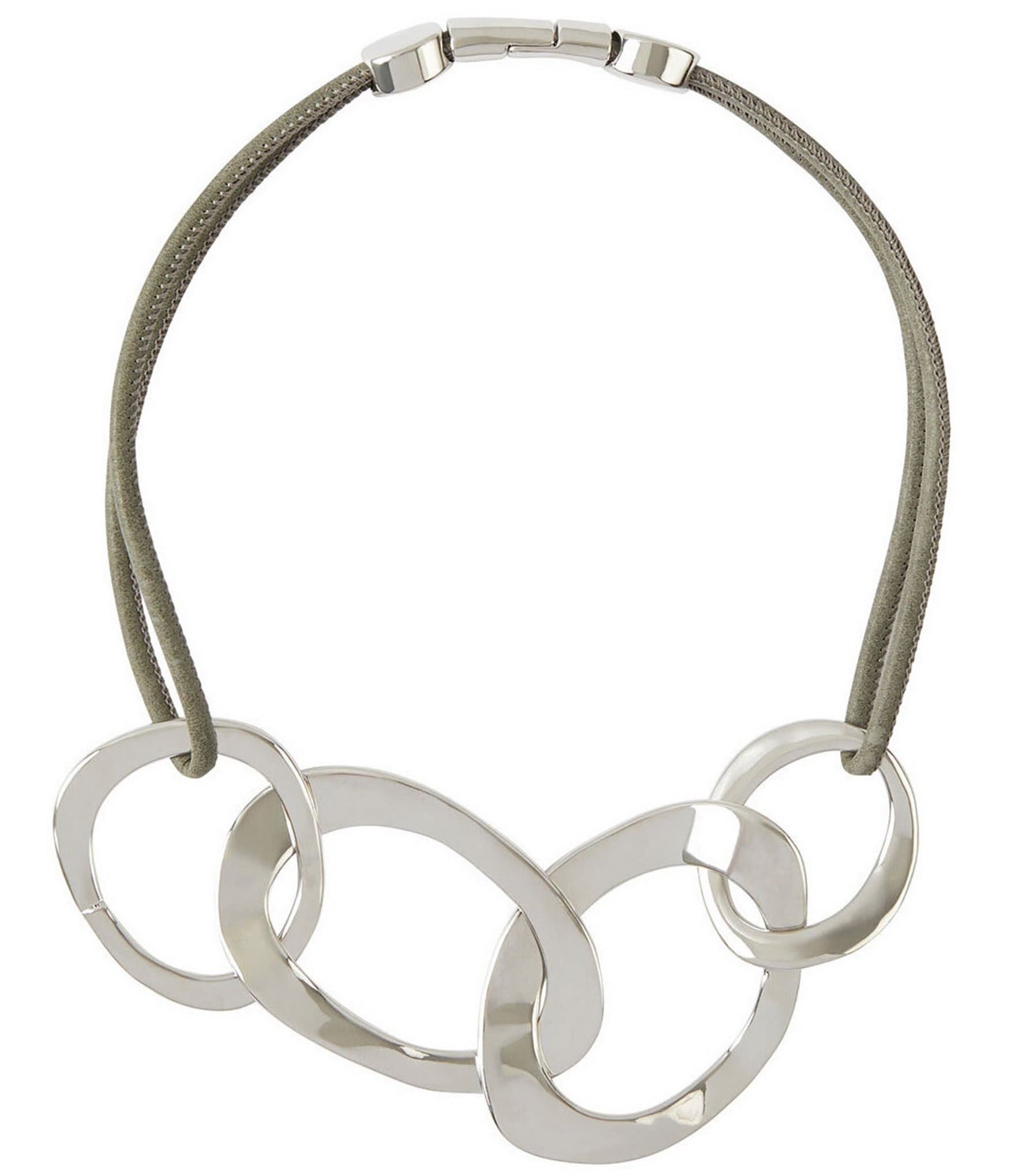 Ming Wang Hammered Silver Loop Statement Necklace | Dillard's