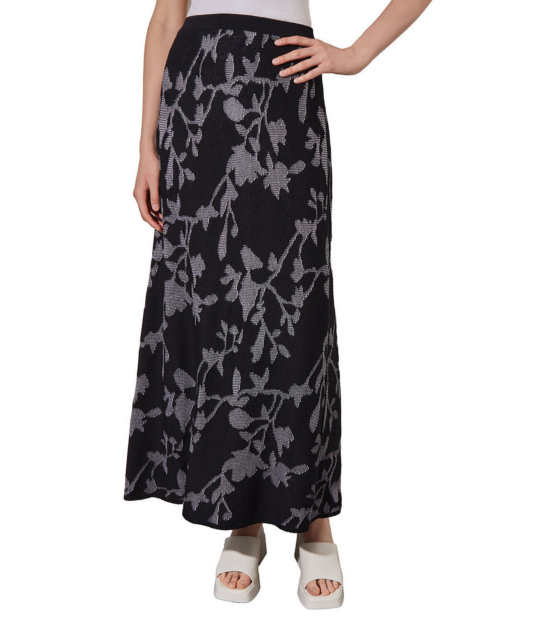 Floral-print-jacquard-a-line-midi-skirt outlet