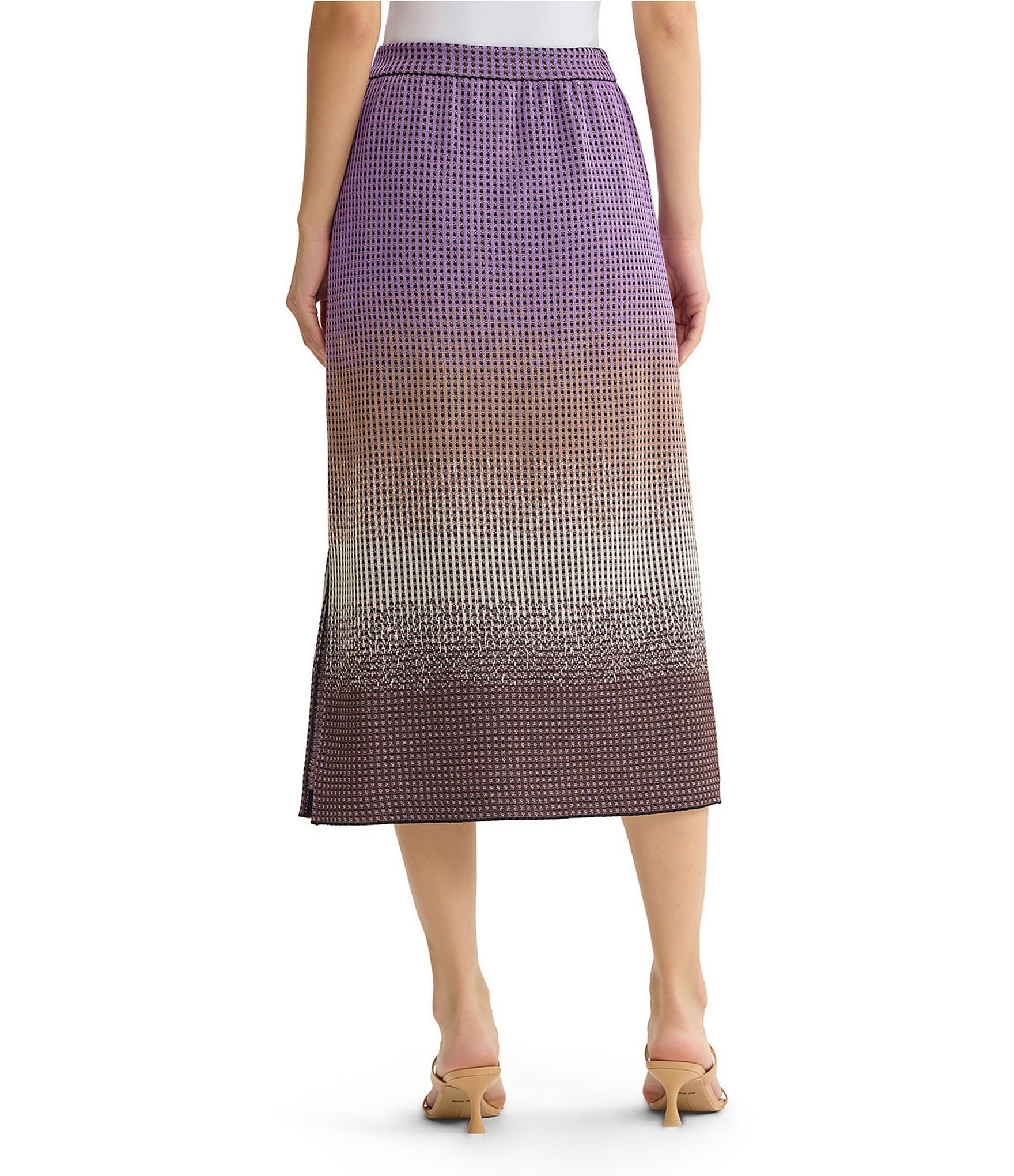 Ming Wang Jacquard Knit Ombre No-Roll Elastic Waist Pull-On Coordinating Skirt
