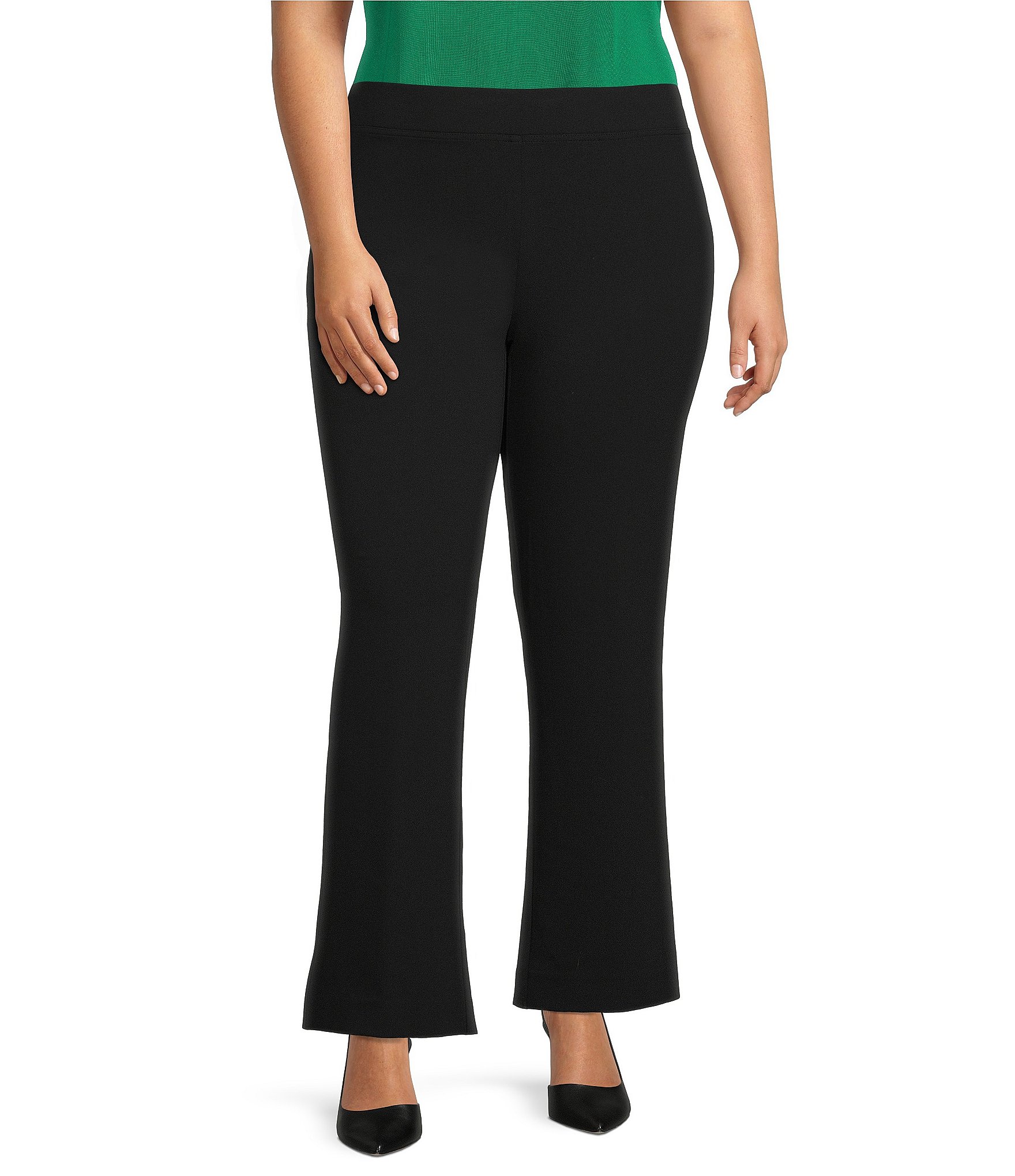 Plus Size - Pull-On Taper Stretch Crepe High-Rise Tie-Front Pant