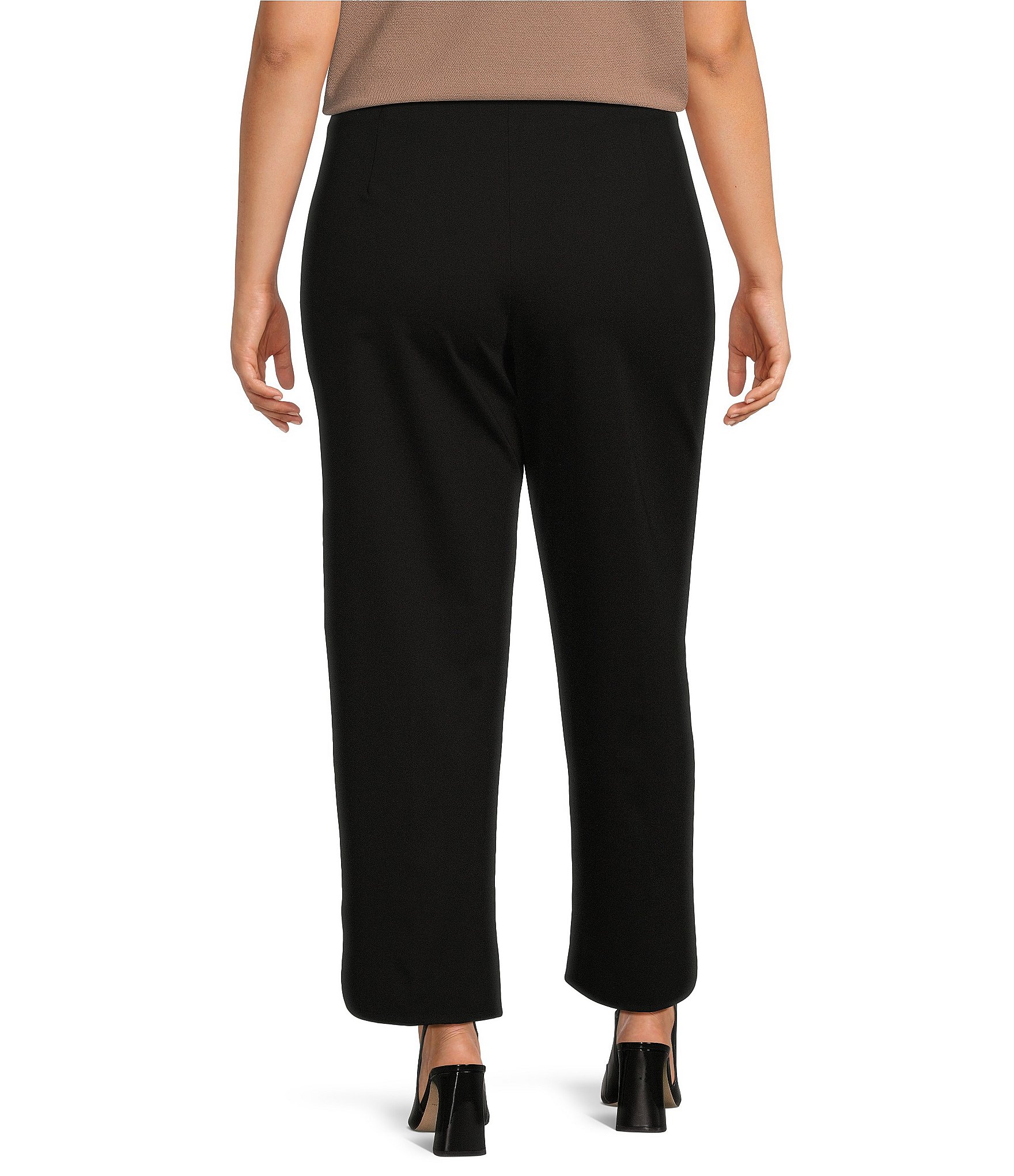 Ming Wang Plus Size Ponte Knit Slim Leg Rounded Hem Pull-On Pant