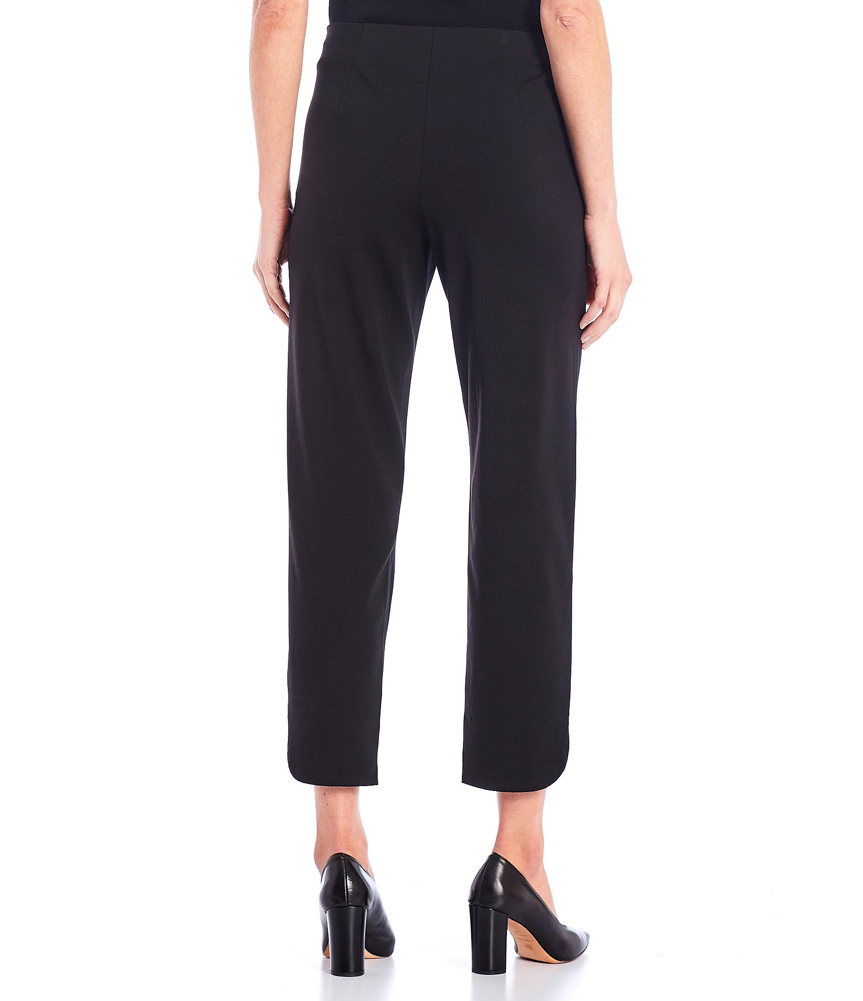 Ming Wang Ponte Knit Slim Leg Rounded Hem Pull-On Cropped Pants