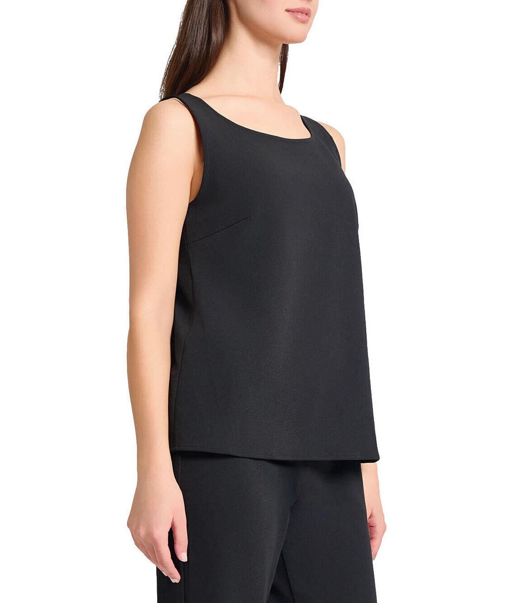 Ming Wang Stretch Deco Crepe Scoop Neck Sleeveless Tank