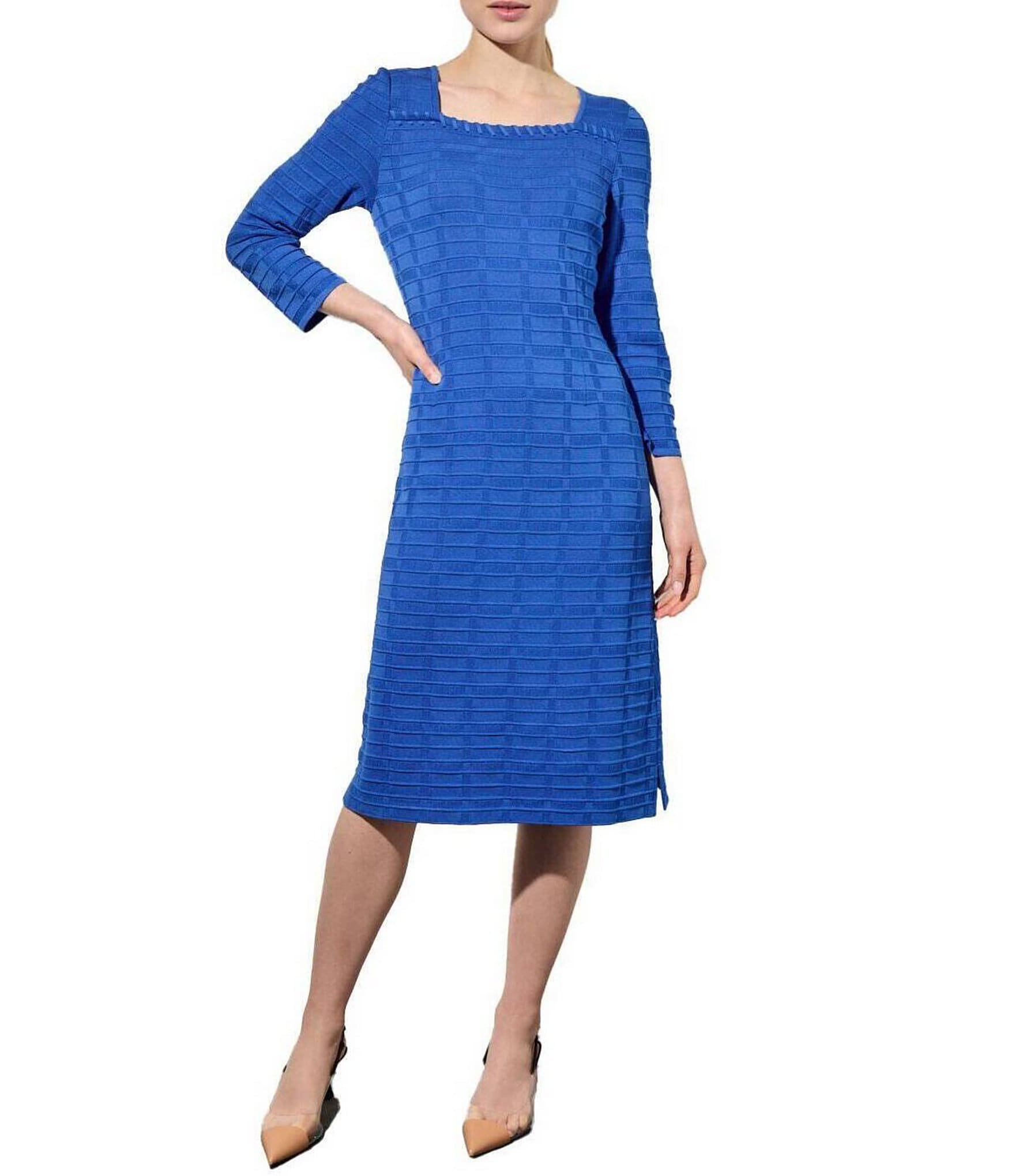 MING WANG 3/4 Sleeve V Neck Knit Dress 2024