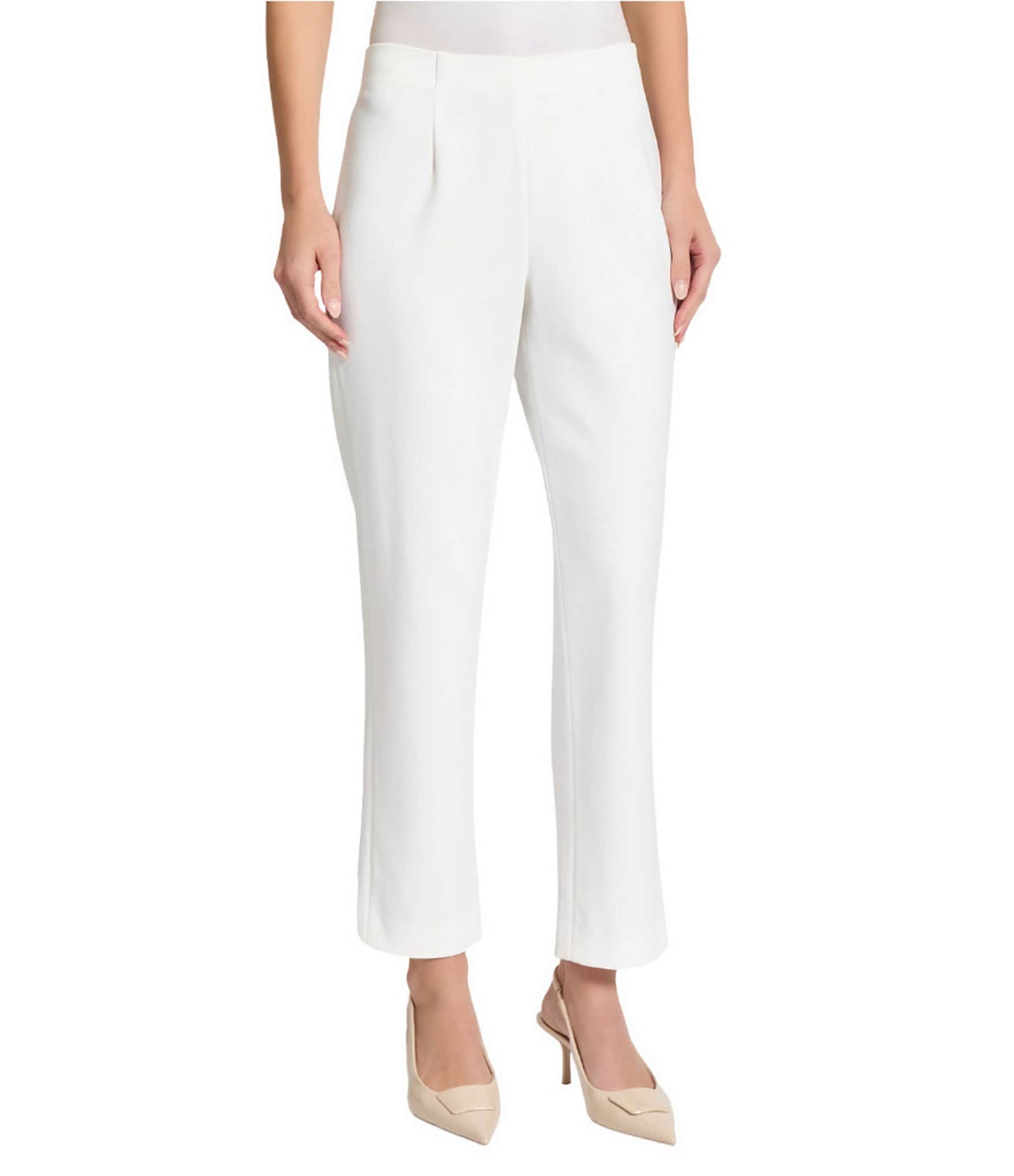 Ming Wang x Tanya Foster Stretch Deco Crepe Pintuck Ankle Pants