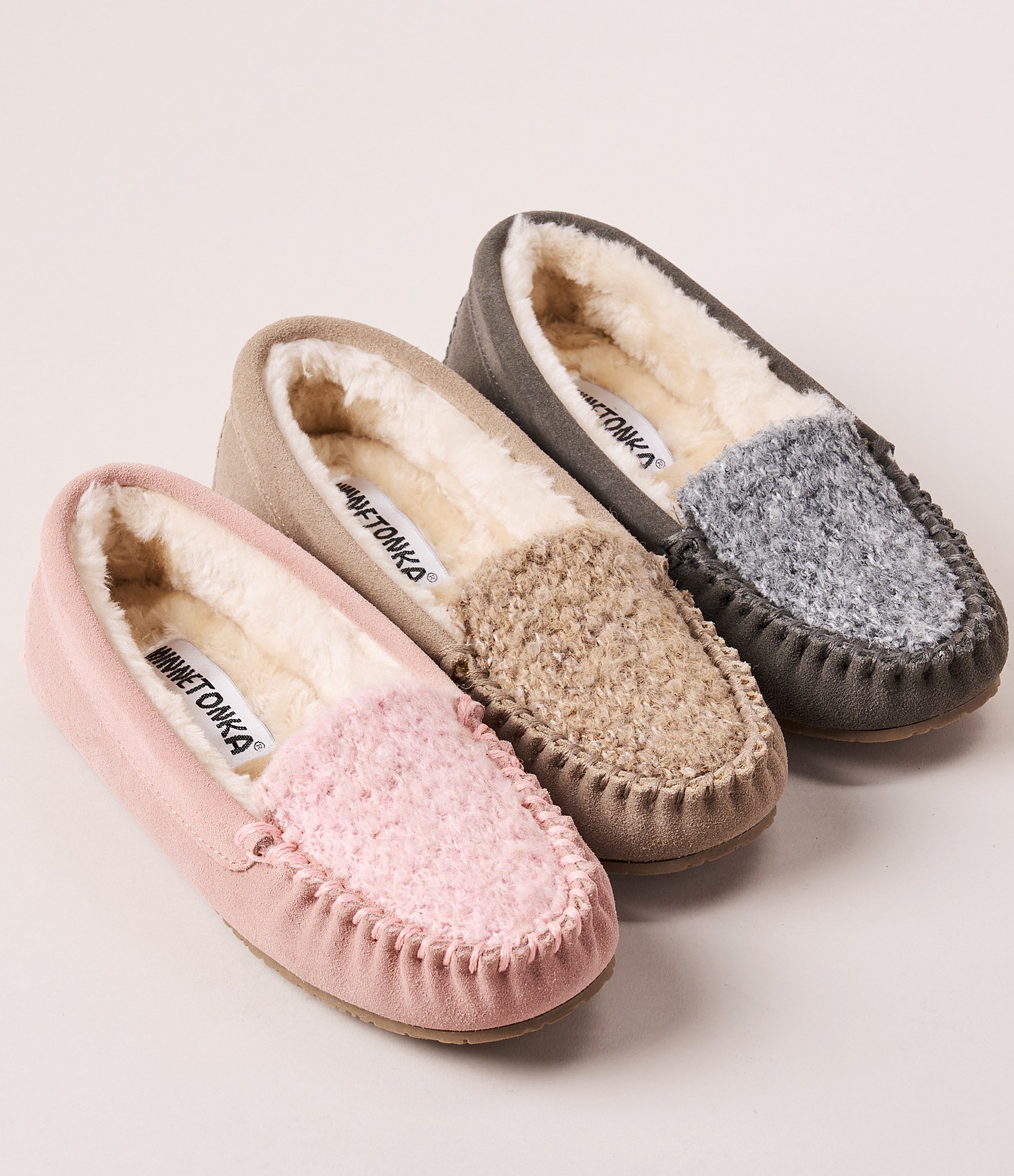 Minnetonka Cosi Slip On Suede Faux Fur Slippers