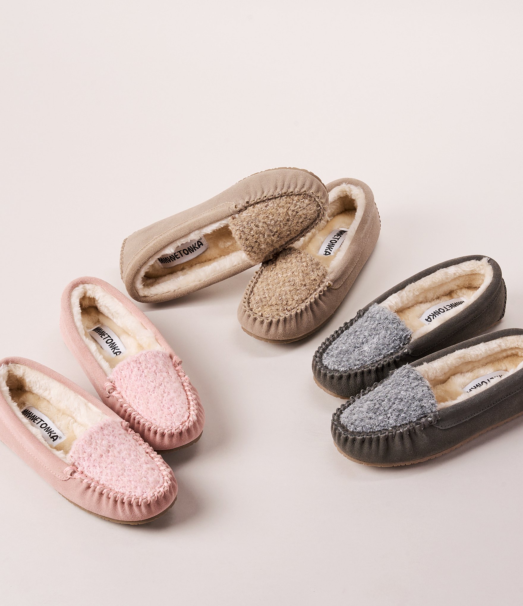 Minnetonka Cosi Slip On Suede Faux Fur Slippers