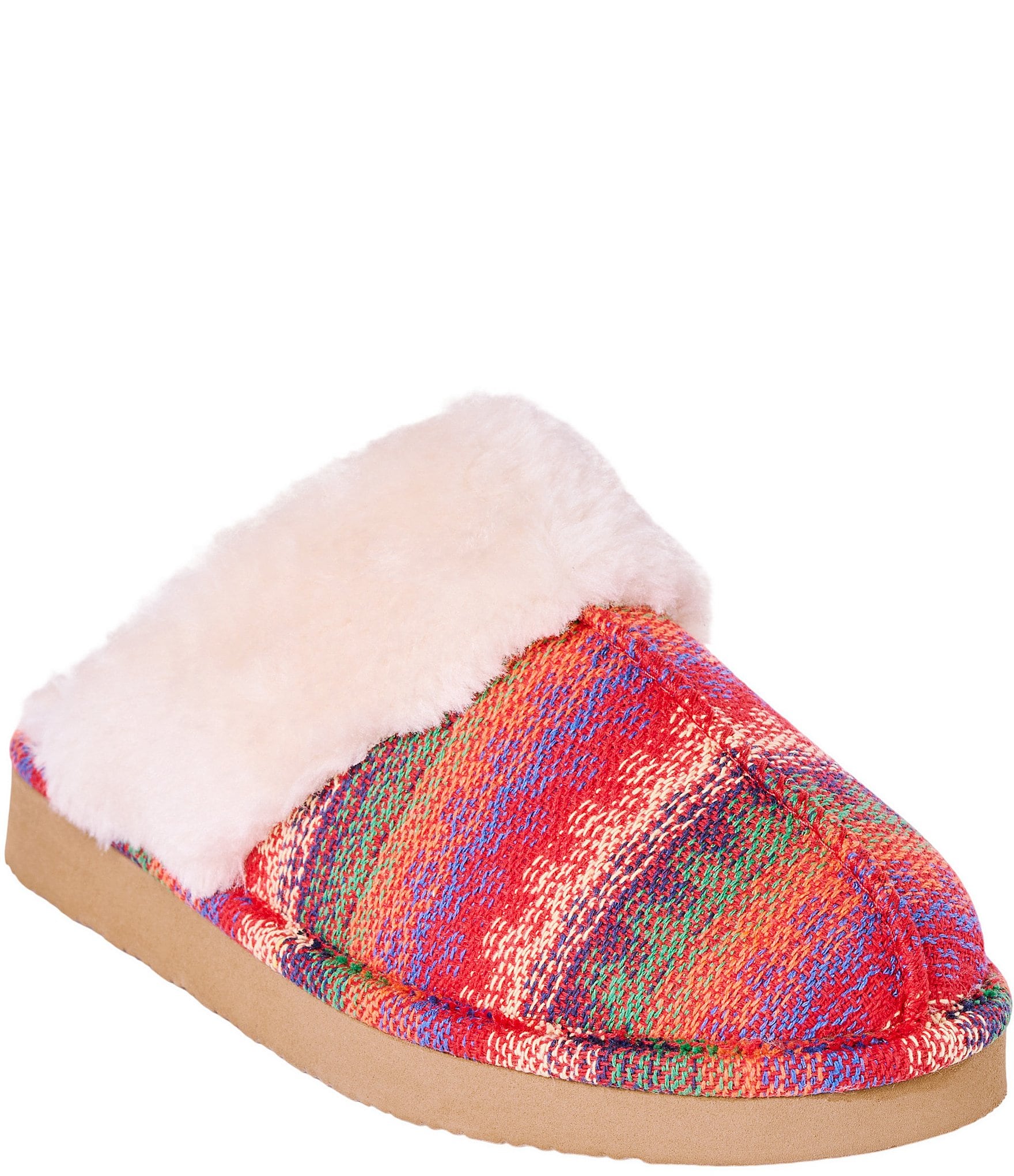 Minnetonka Women's Chesney Horizon Print Faux Fur Lined Mule Slippers