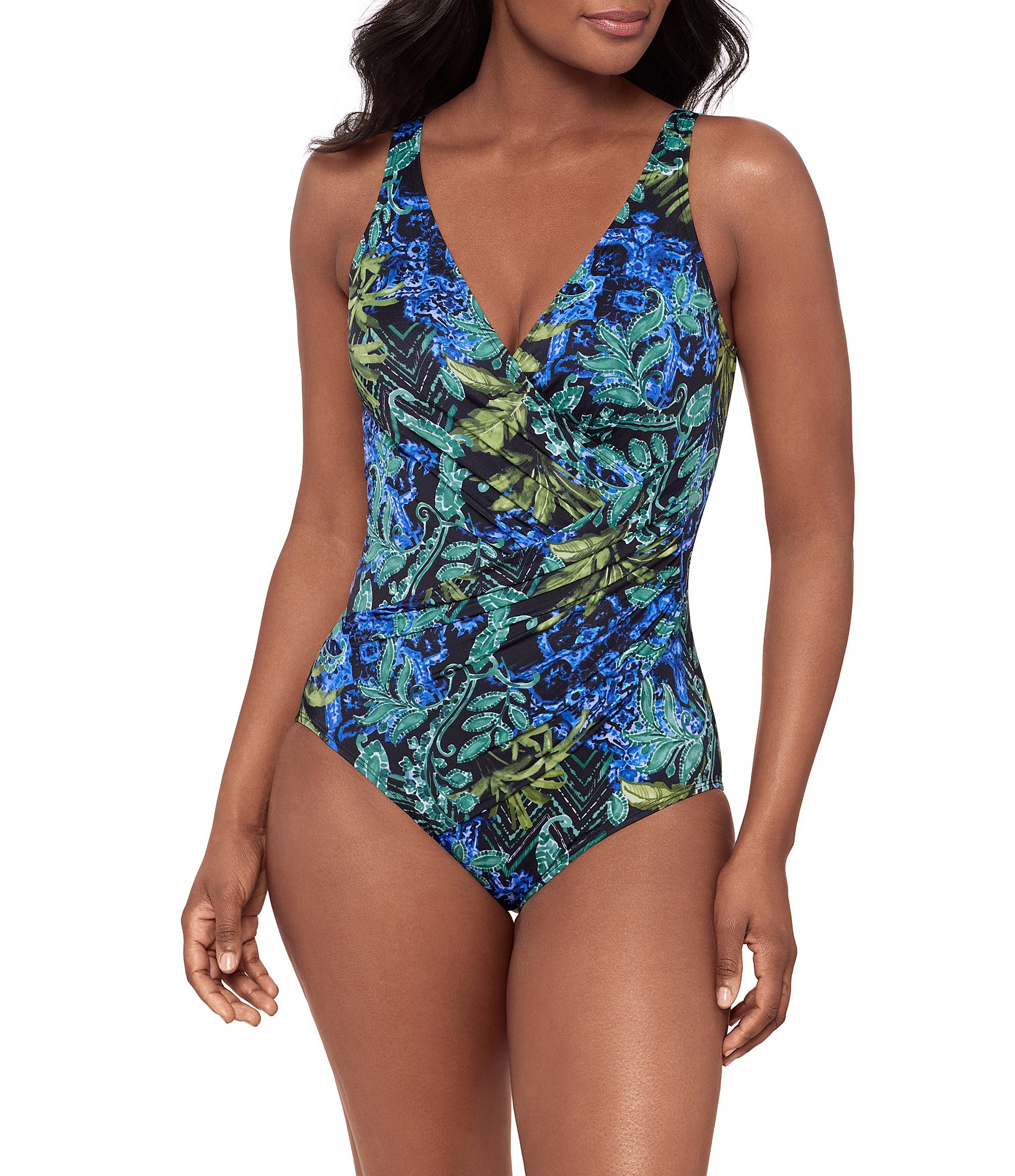 Miraclesuit Gasparilla Oceanus V-Neck Surplice One Piece Swimsuit