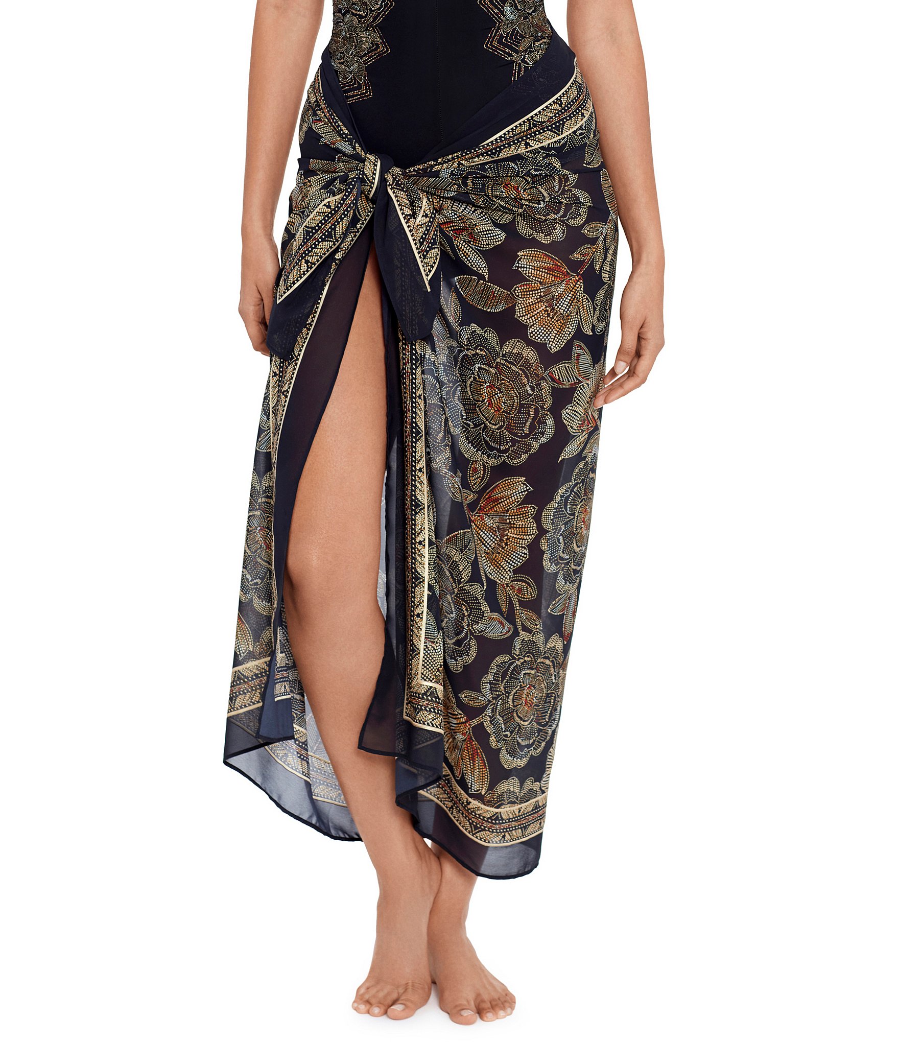 Dillard\'s Miraclesuit Cover-Up Pusher Petal Scarf | Floral Pareo
