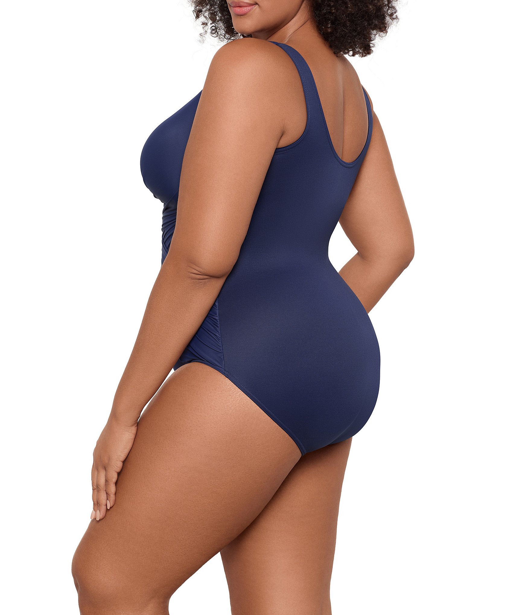 Miraclesuit Plus Size Illusionists Crossover Mesh Inset One Piece Swimsuit