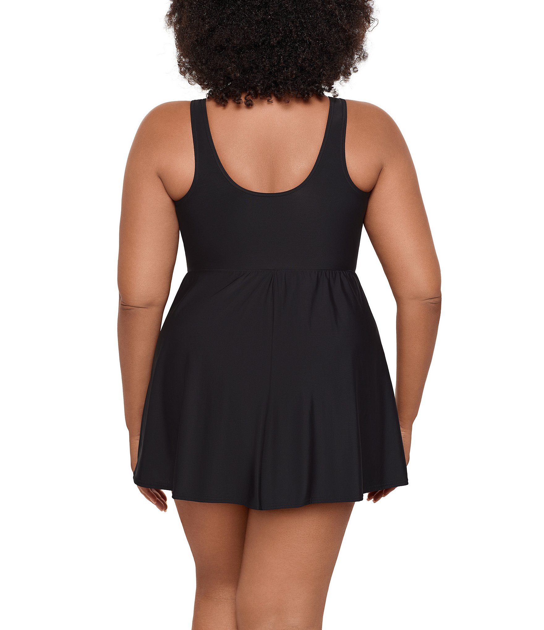Miraclesuit Plus Size Solid Must Haves Marais V-Neck Skirted Leg-Cut Tankini One Piece Swimsuit
