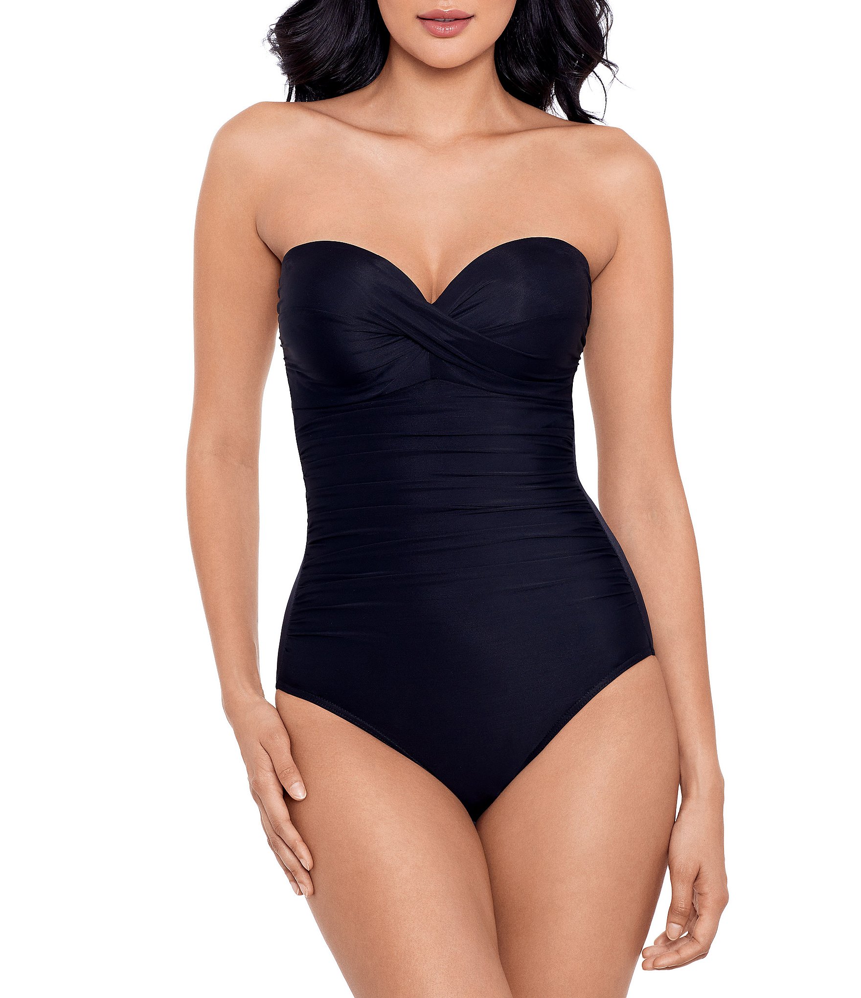 Miraclesuit Rock Solid Madrid Sweetheart Neck Underwire Bandeau One Piece Swimsuit