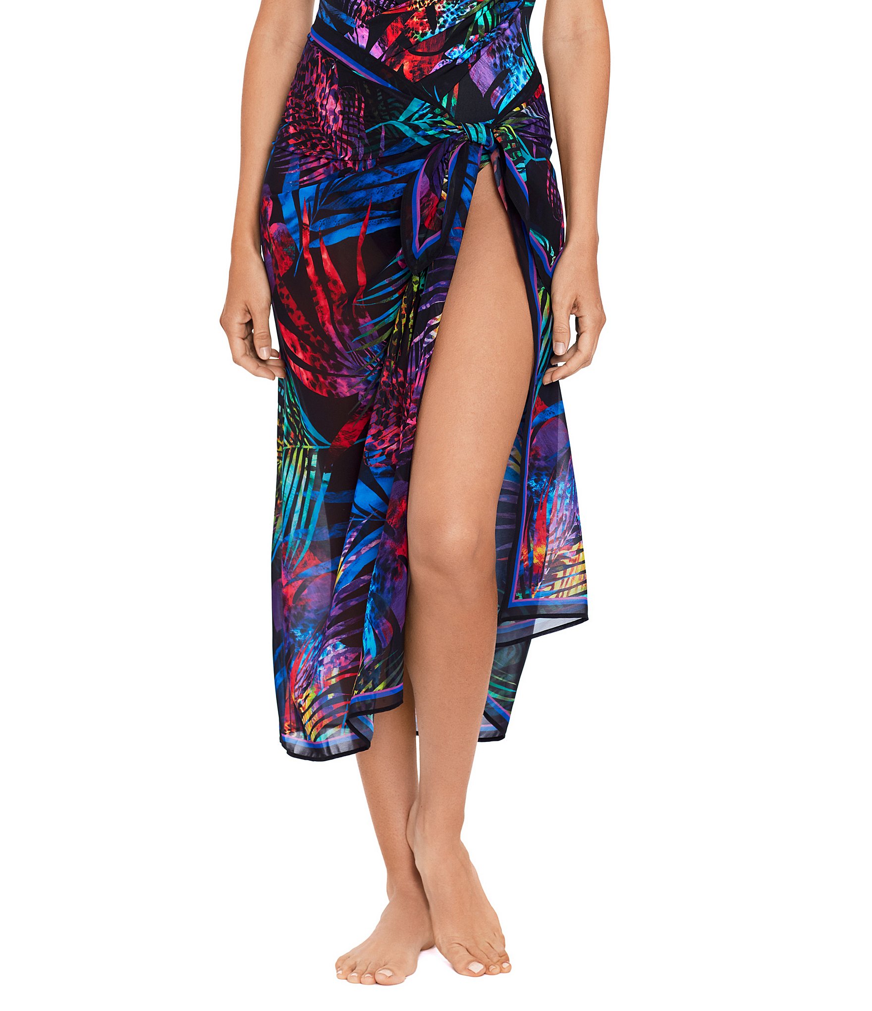 Miraclesuit Tropicat Leaf Print Scarf Pareo Cover-Up | Dillard's