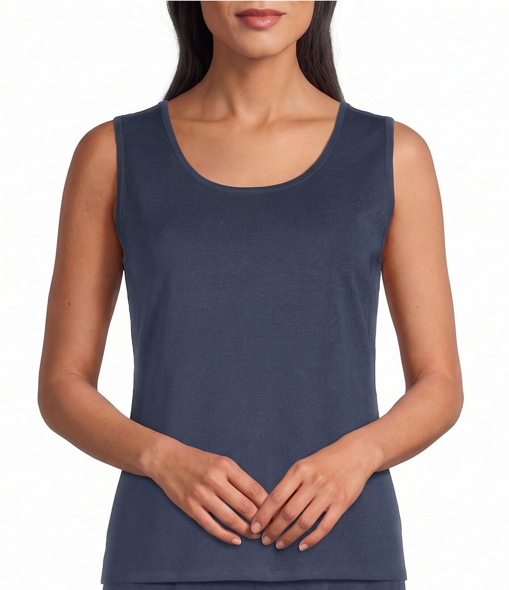 MISOOK Knit Double Scoop Neck Sleeveless Tank