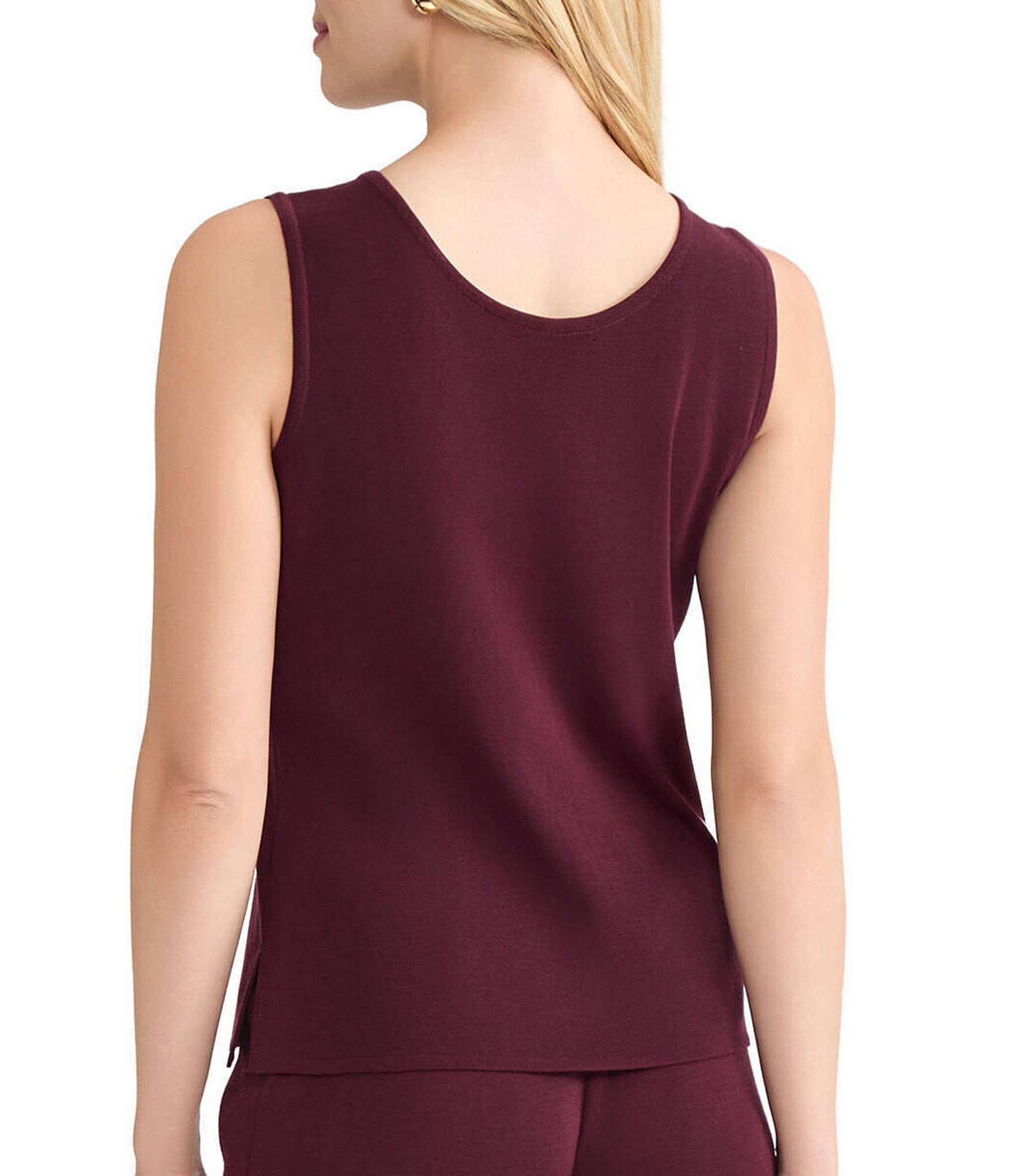 MISOOK Knit Double Scoop Neck Sleeveless Tank