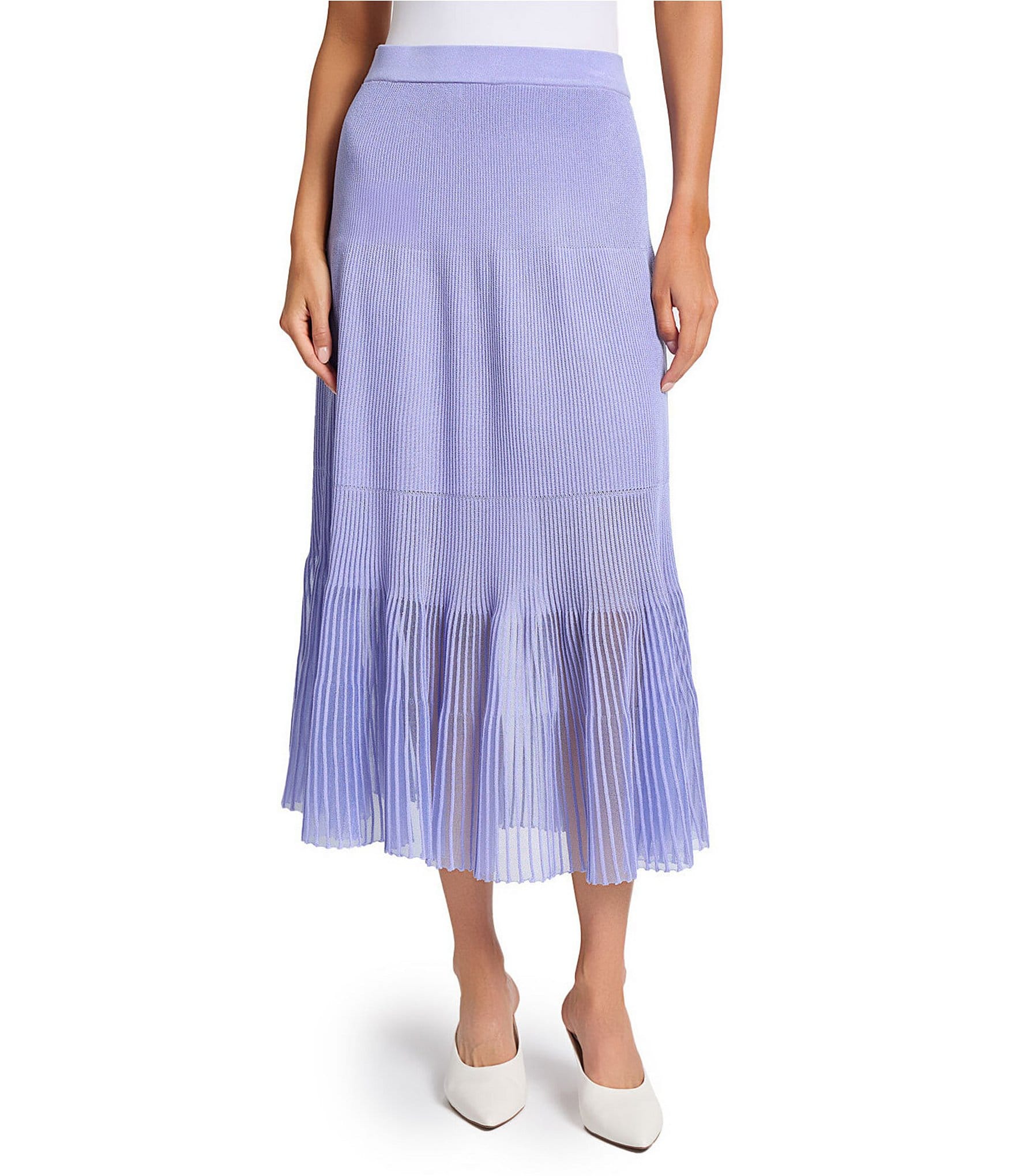 MISOOK Pleated Sheer Hem Tiered Knit Maxi Skirt | Dillard's