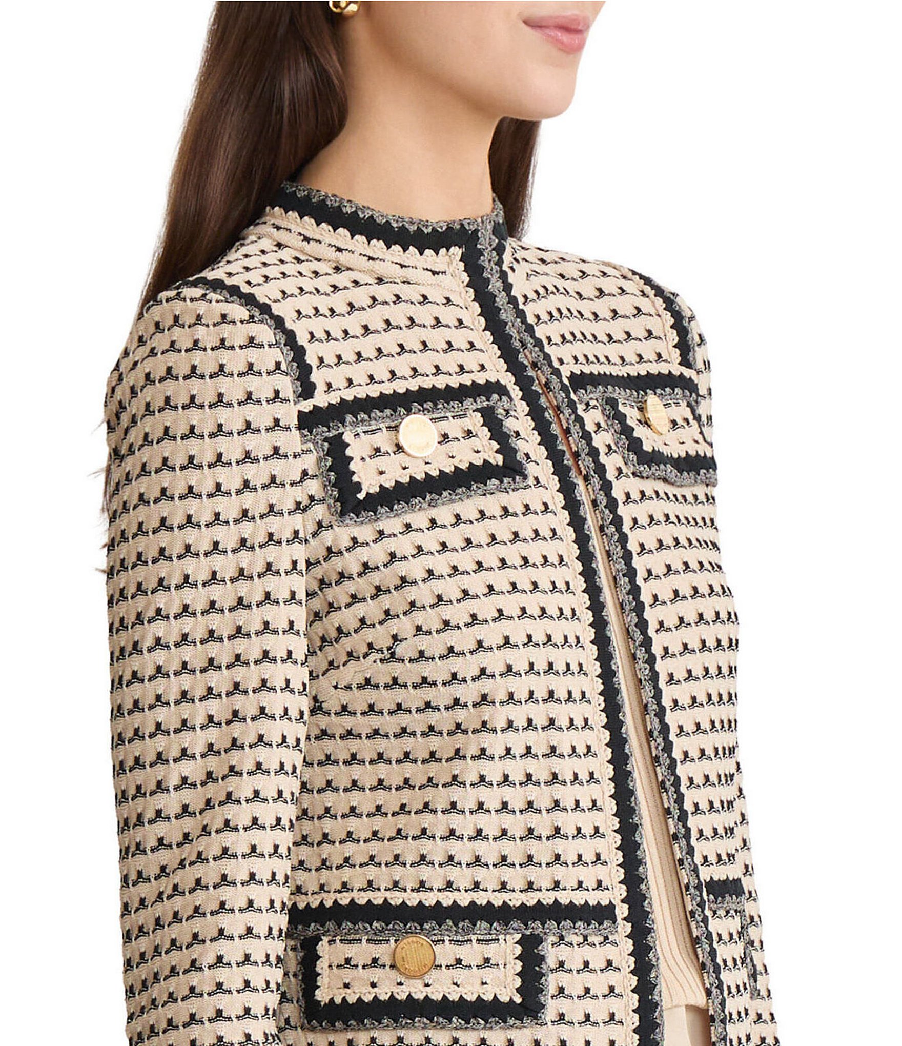 MISOOK Tailored Multi-Stitch Zigzag Knit Jacket