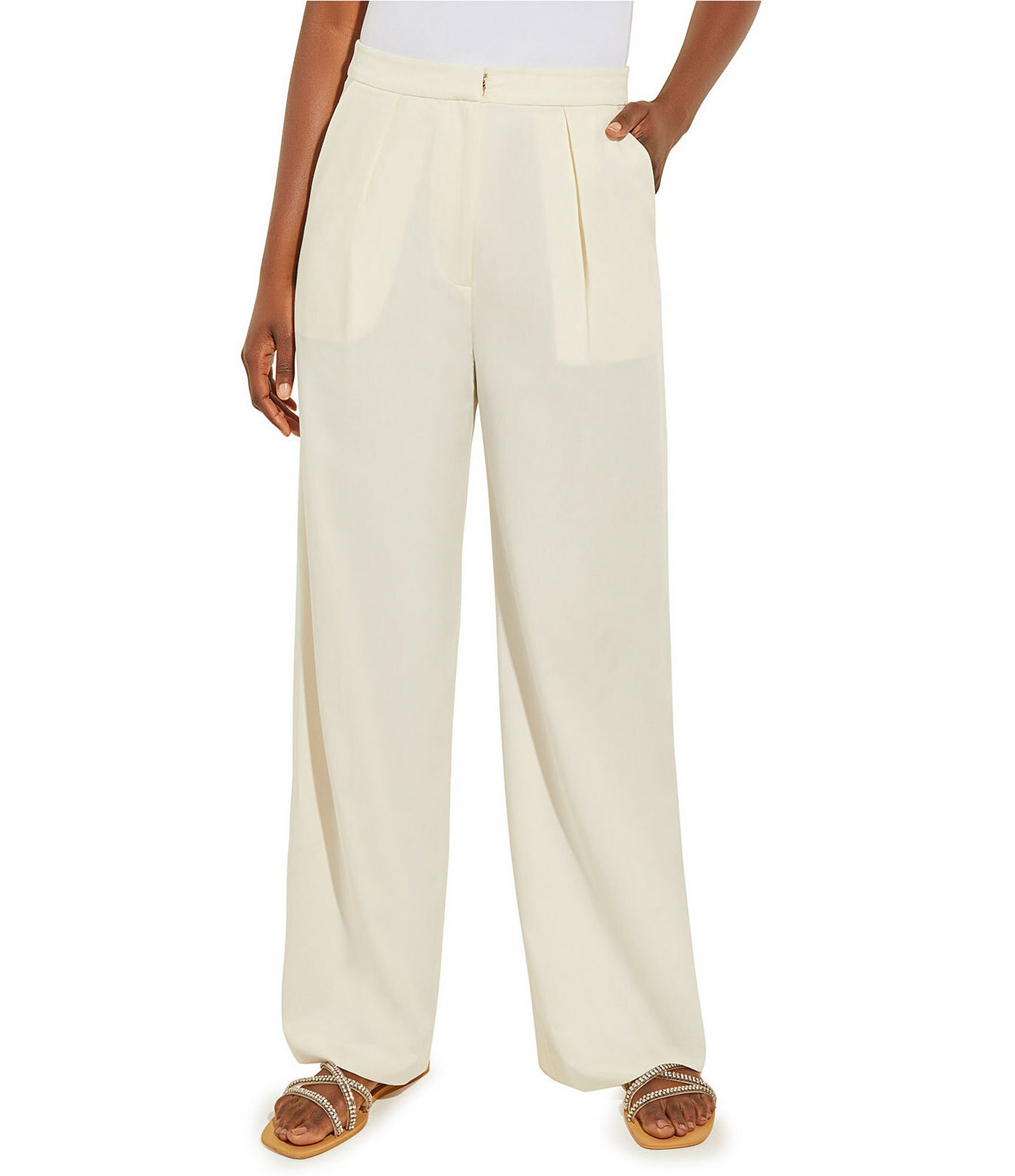 MISOOK Twill High Waisted Wide Leg Tailored Pants | Dillard's