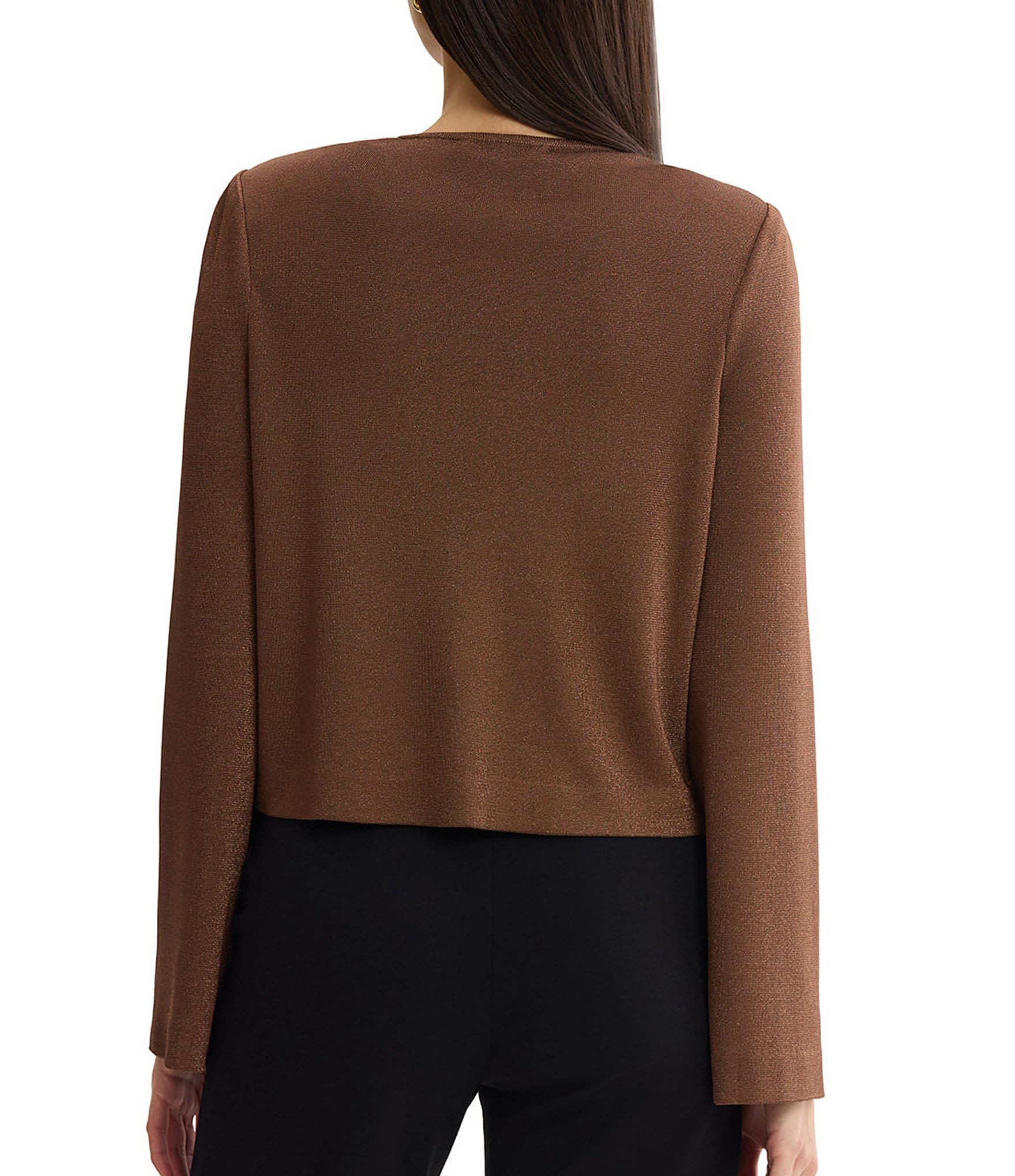 MISOOK Wrinkle-Resistant Embroidered Metallic Long Bell Sleeve Cardigan