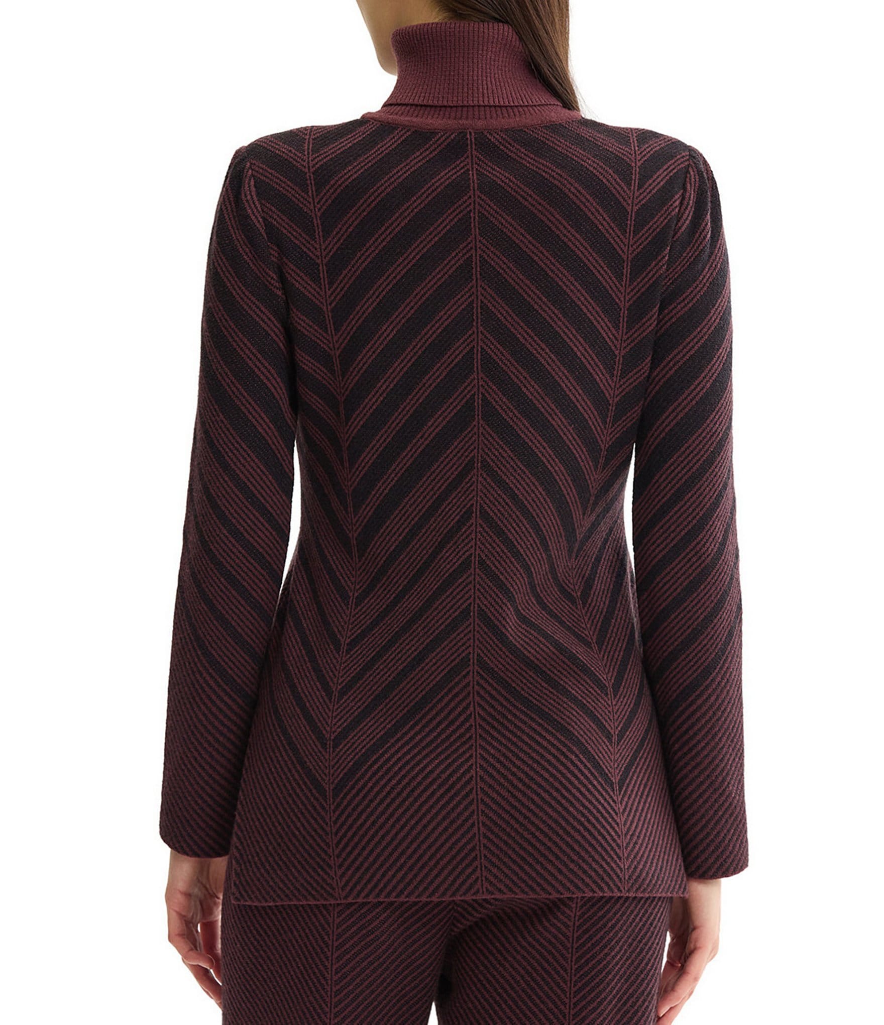 MISOOK Wrinkle-Resistant Knit Chevron Turtleneck Long Sleeve Coordinating Tunic