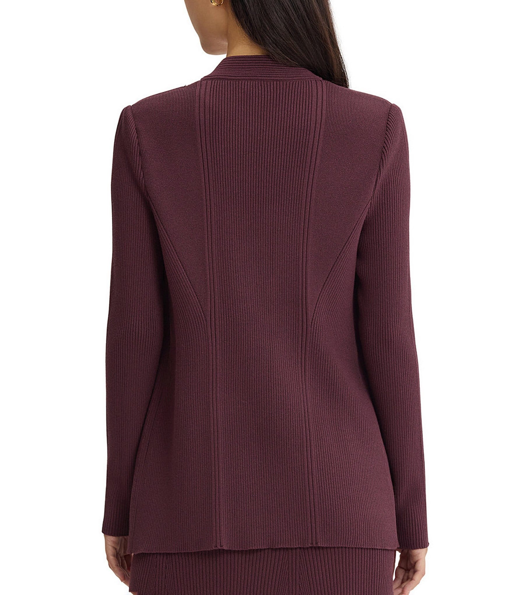 MISOOK Wrinkle-Resistant Ribbed Knit Inverted Notch Lapel Long Sleeve Button-Front Jacket