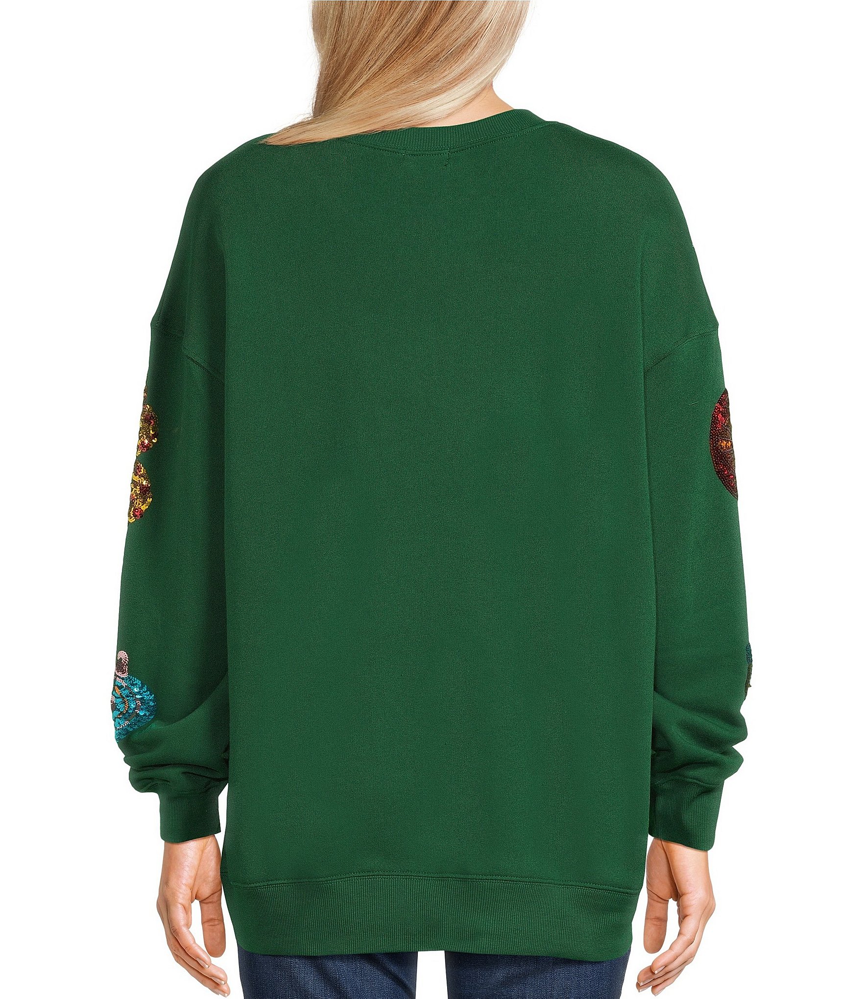 Miss Chievous Oversized Embroidered Sequin Ornament Long Sleeve Pullover