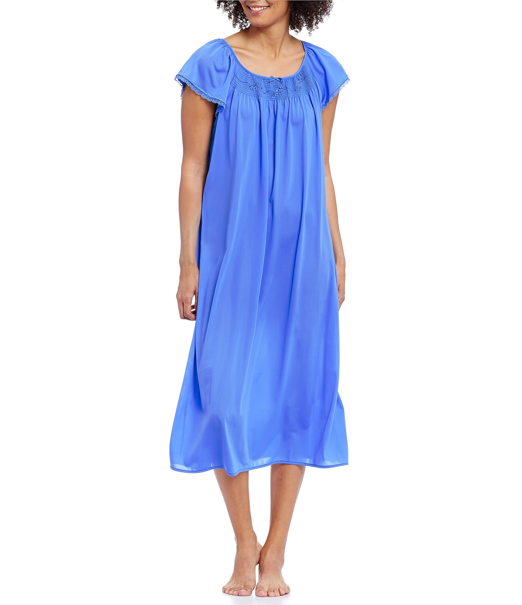Miss Elaine Embroidered FlutterSleeve Nightgown Dillards
