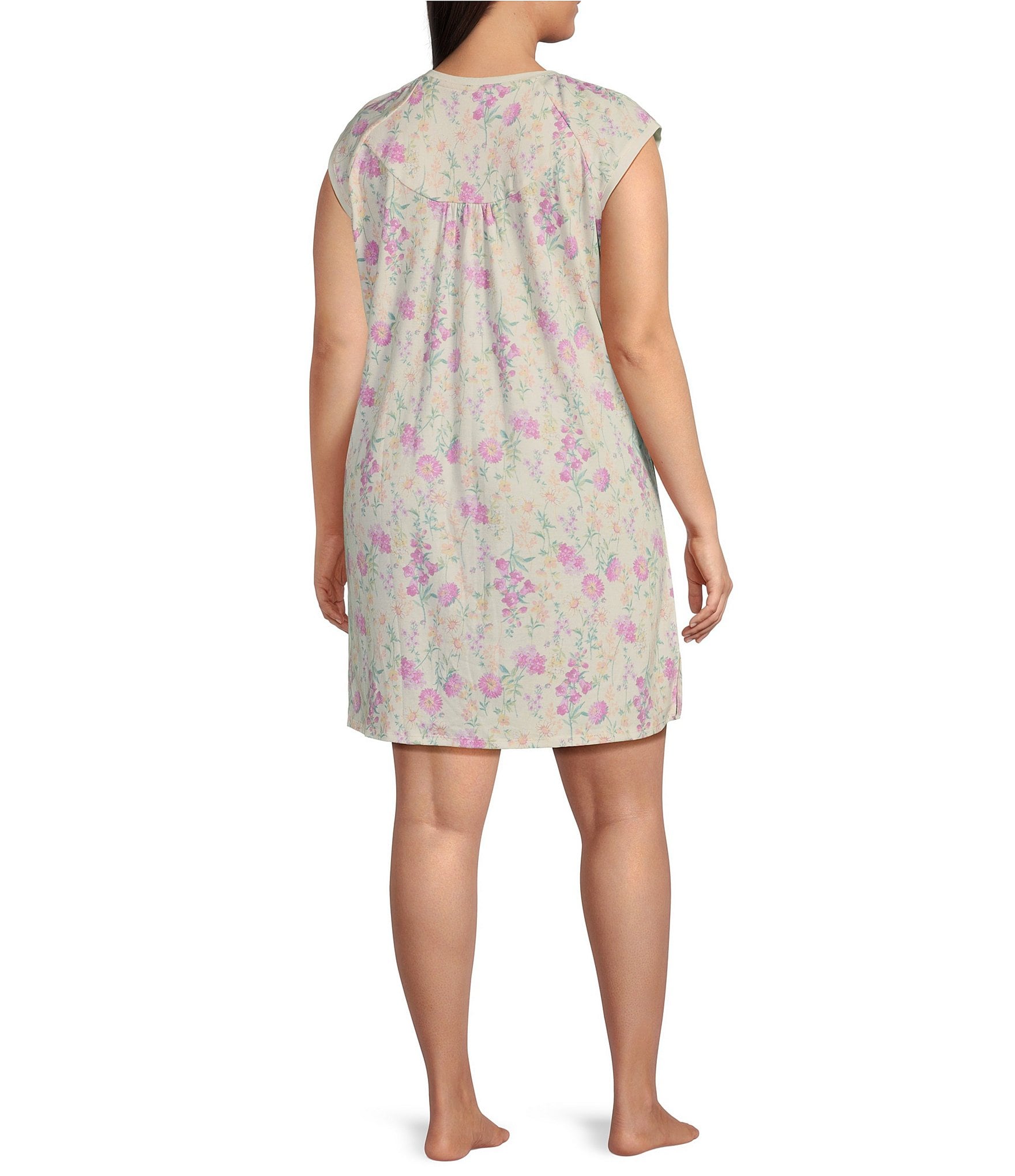 Miss Elaine Plus Size Cottonessa Wildflowers Short Nightgown