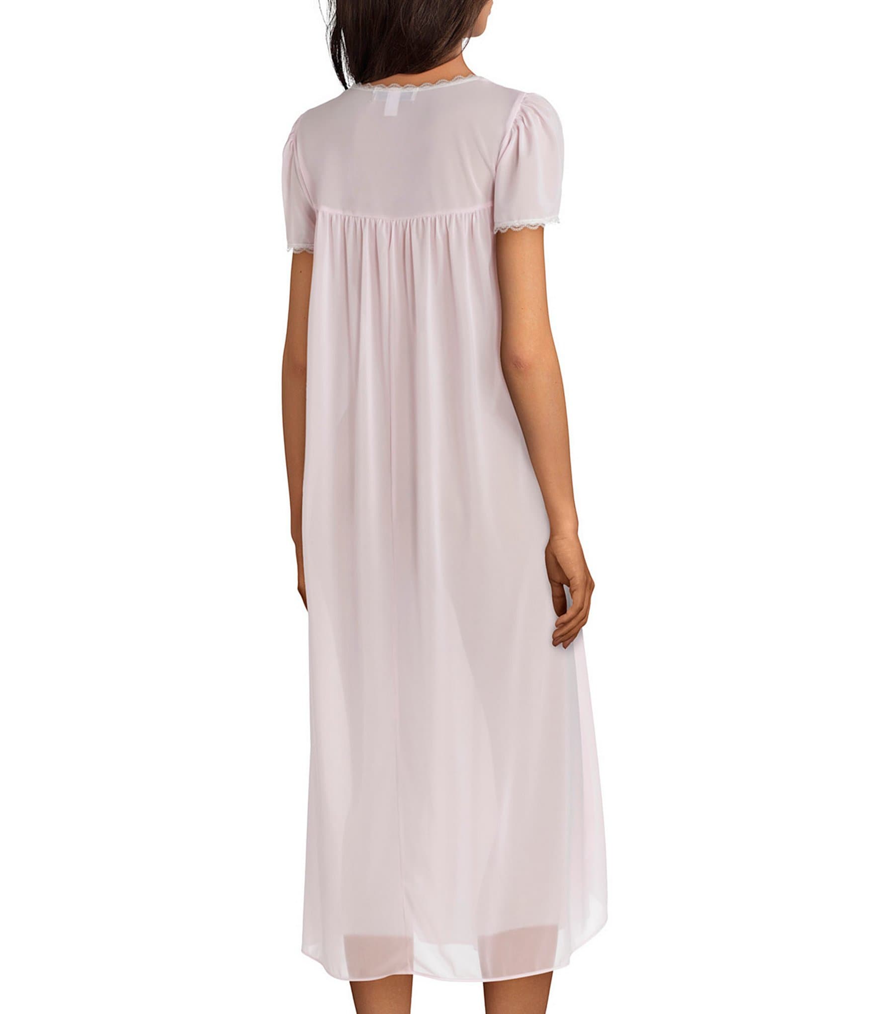 Miss Elaine Silk Essence Solid Long Nightgown