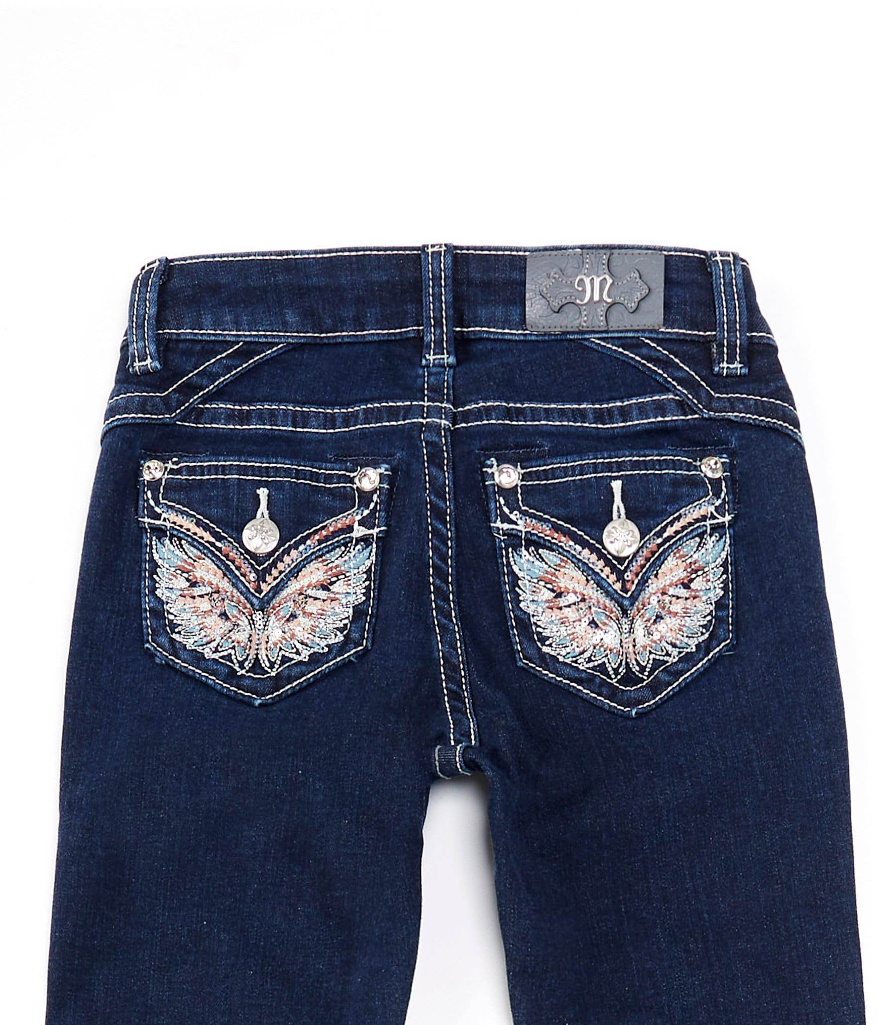 Miss Me Big Girls 7-16 Long Horn Embroidered Pocket Bootcut Jeans