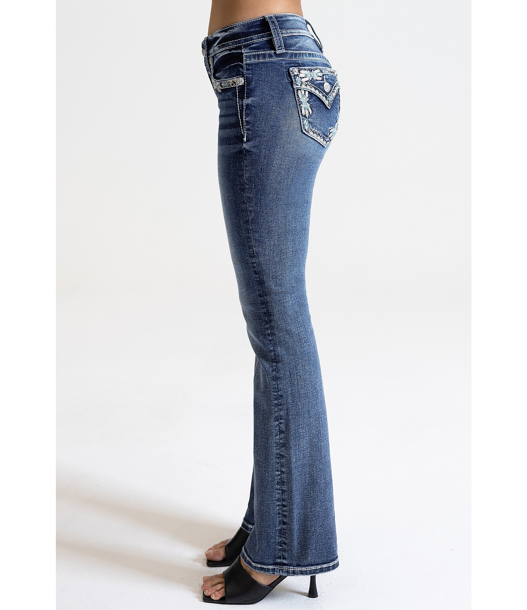 Miss Me Bord Mid-Rise Bootcut Jeans