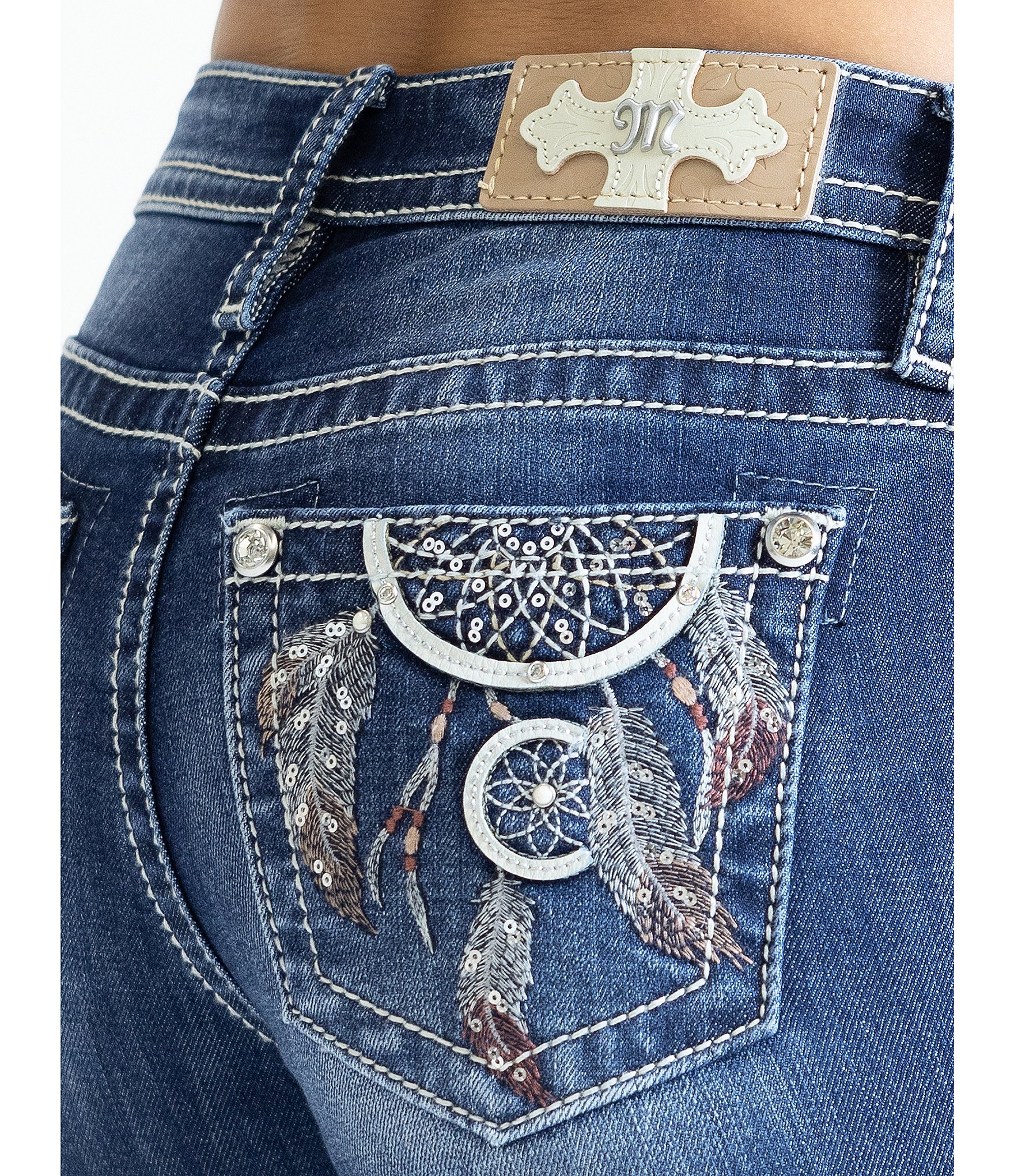 Miss Me Dream Catcher Mid-Rise Bootcut Jeans