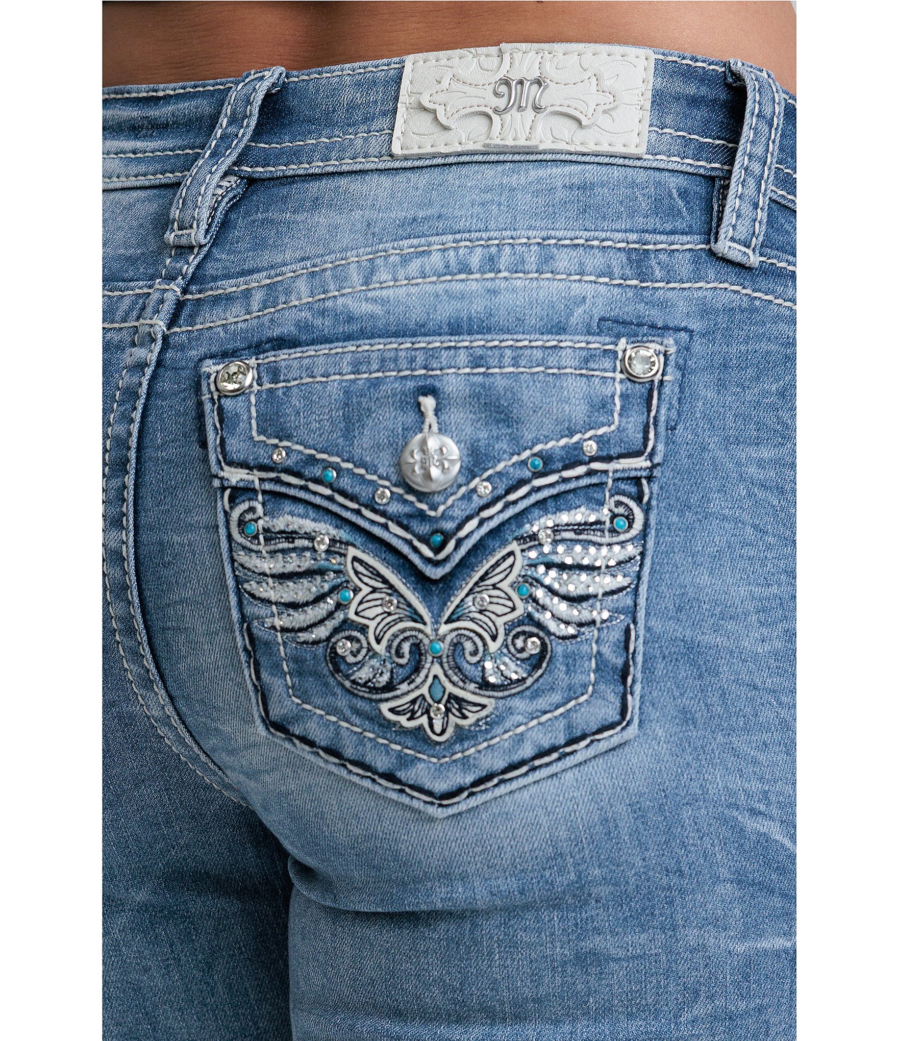 Miss Me Embroidered Wing Scroll Bootcut Jeans