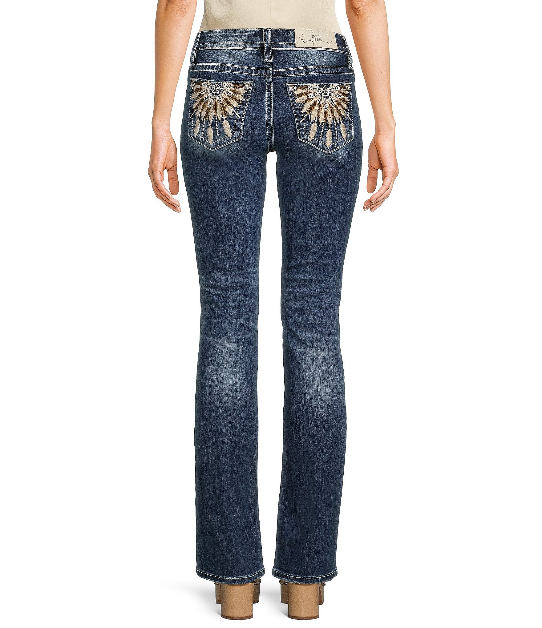 Miss Me Fancy Feather Pocket Bootcut Jeans | Dillard's